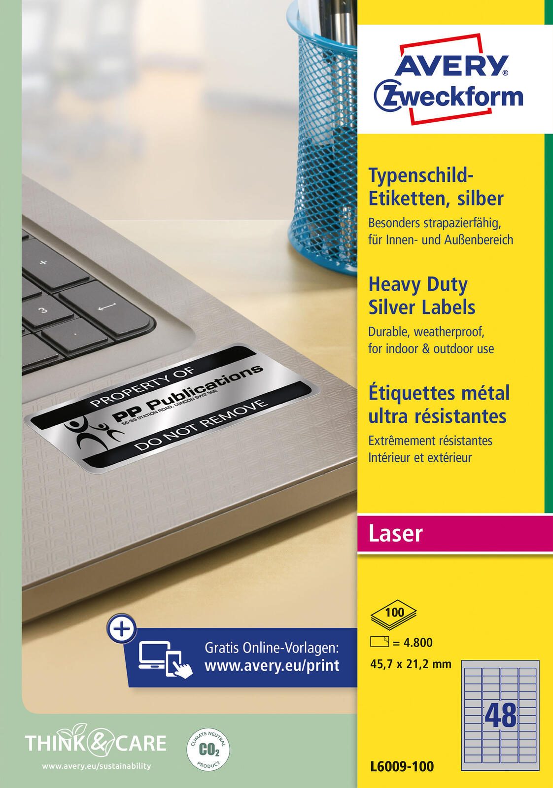 AVERY Zweckform Typenschildetiketten 45,7 x 21,2 mm