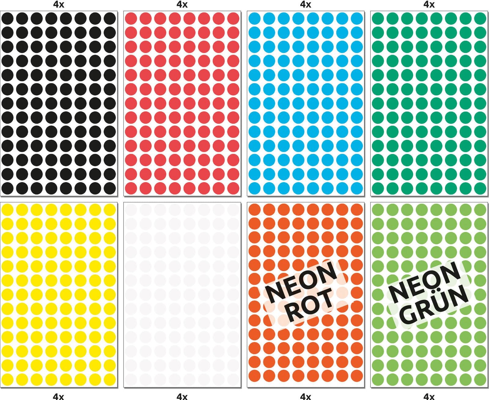 AVERY Zweckform Klebepunkte Ø 8,0 mm schwarz, rot, blau, grün, gelb, weiß, leuchtrot, leuchtgrün