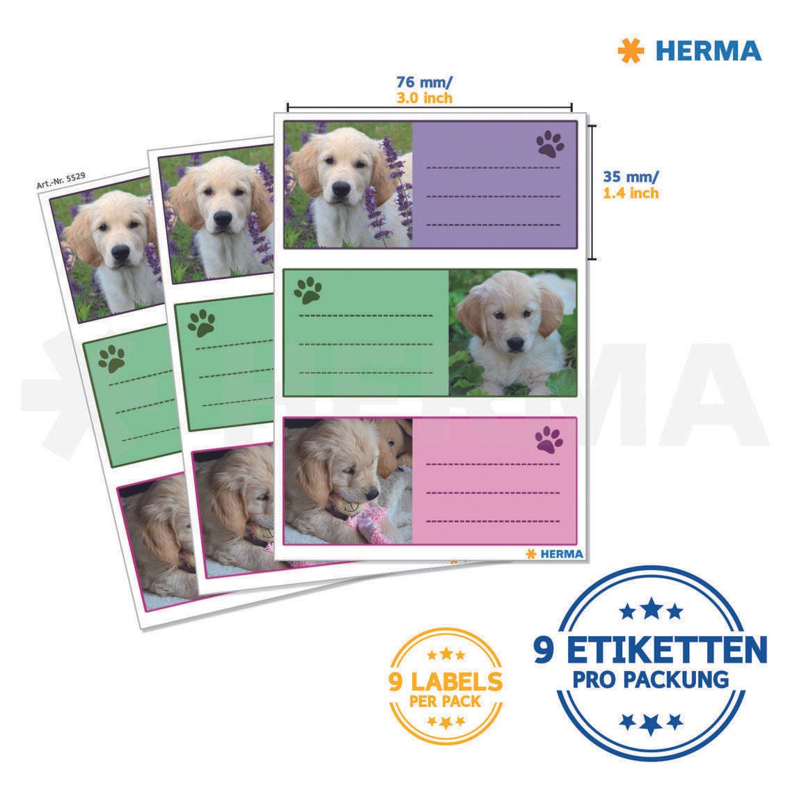 HERMA Schuletiketten Hunde