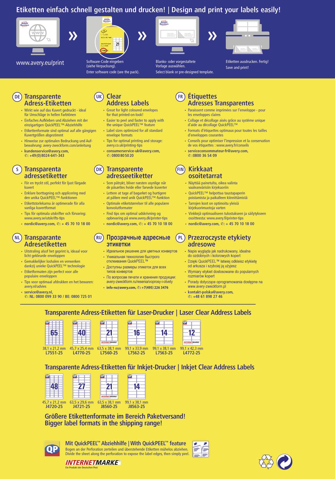 AVERY Zweckform Etiketten L7551-25 weiß 38,1 x 21,2 mm
