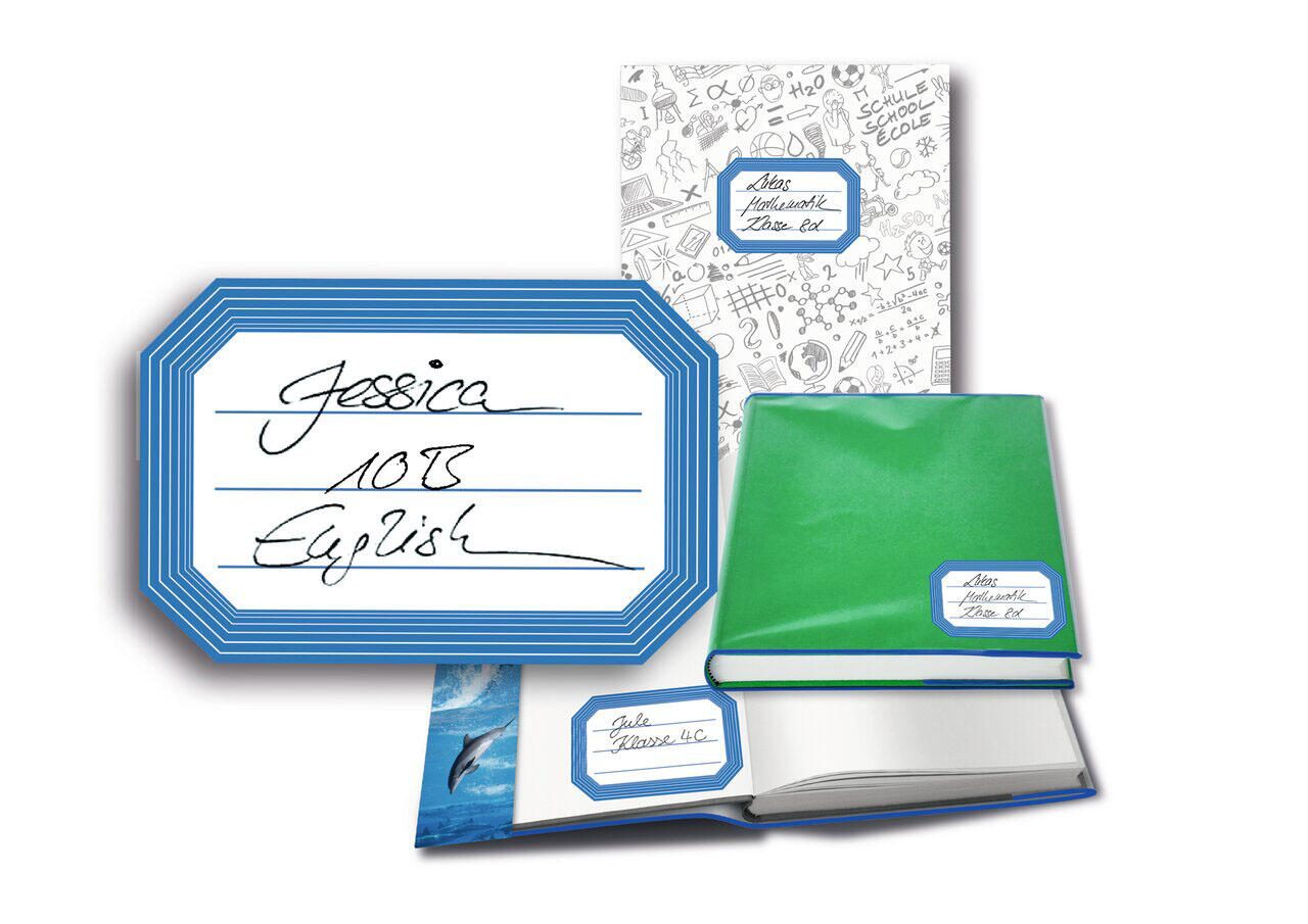 HERMA Schuletiketten blauer Rand