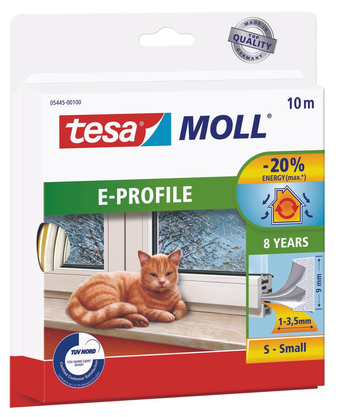 tesa Dichtungsbänder tesamoll E-Profil Gummidichtung 9 mm x 10 m weiß