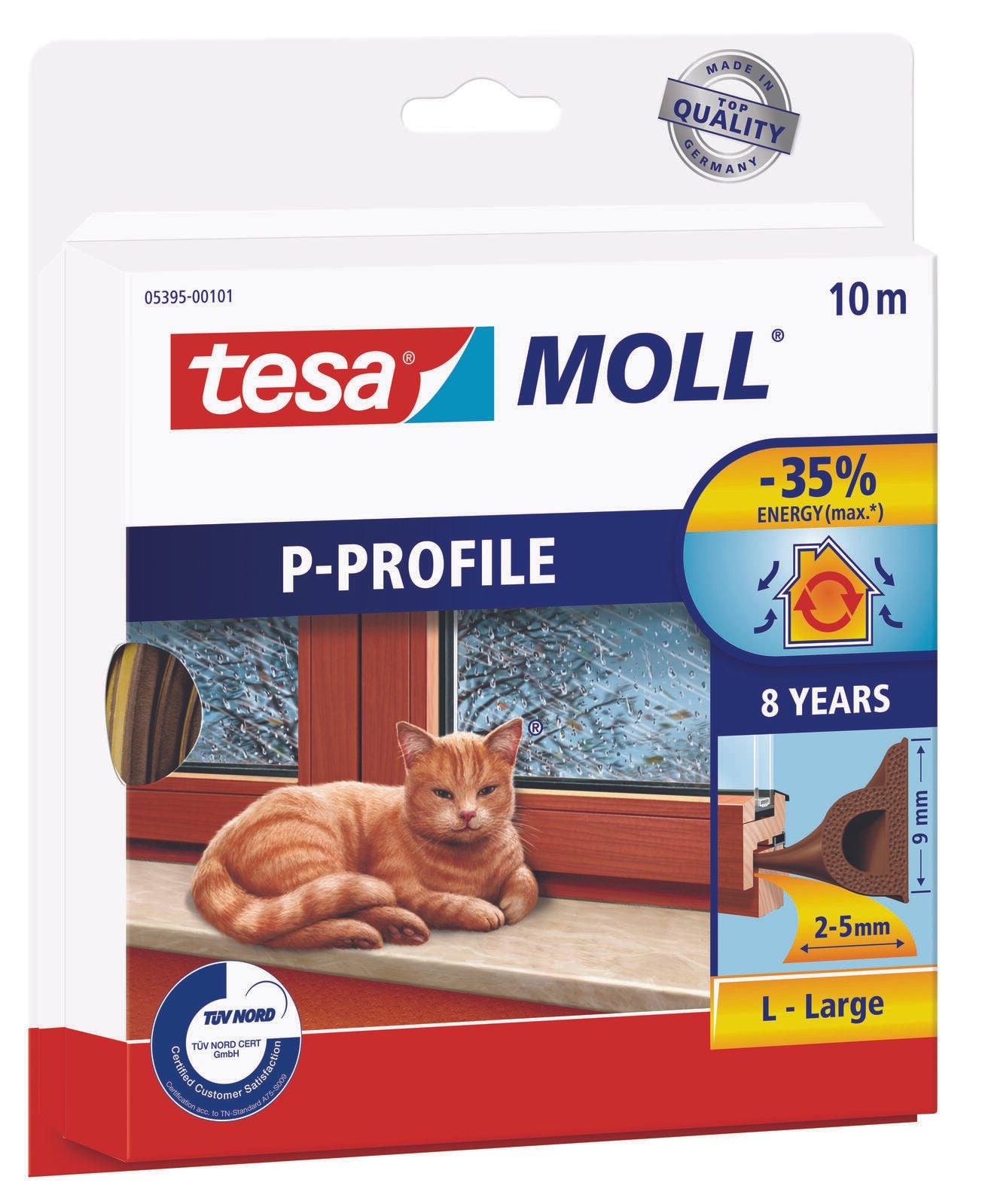 tesa Dichtungsbänder tesamoll P-Profil Gummidichtung 9 mm x 10 m braun