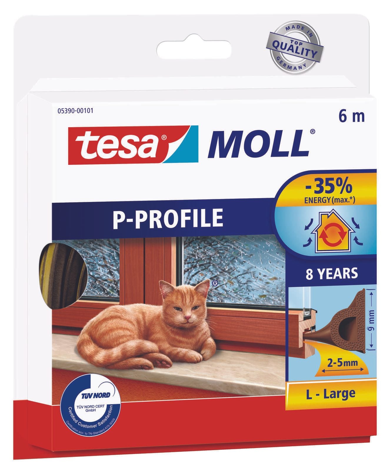 tesa Dichtungsbänder tesamoll P-Profil Gummidichtung 9 mm x 6 m braun