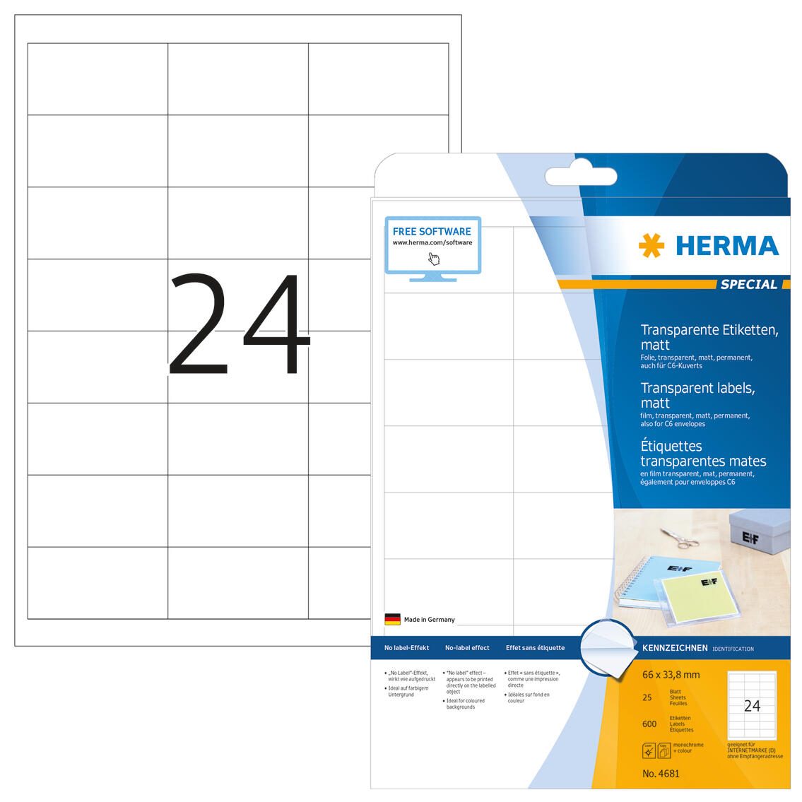 HERMA Folienetiketten 66,0 x 33,8 mm