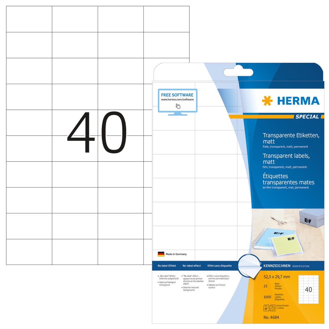 HERMA Folienetiketten 52,5 x 29,7 mm
