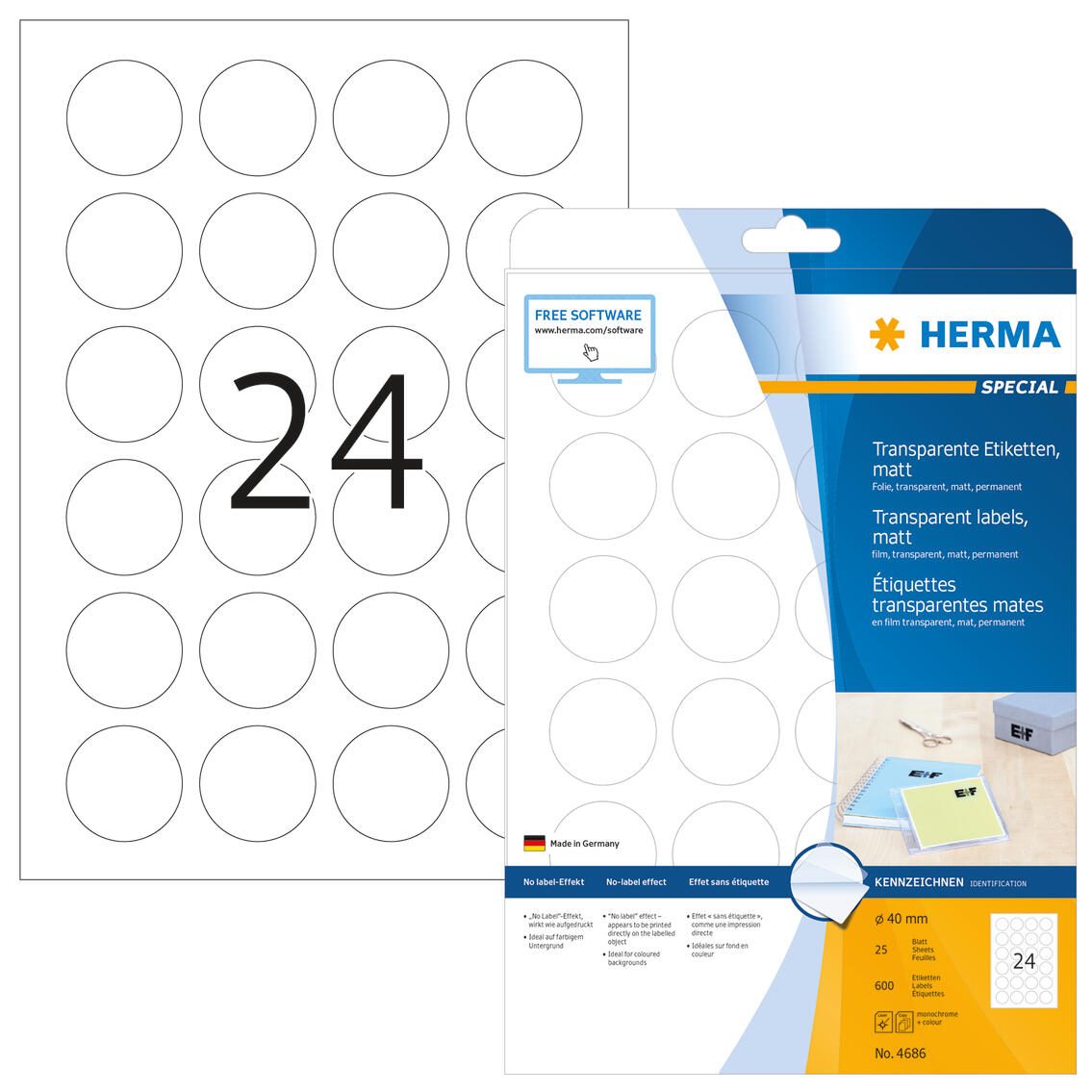 HERMA Folienetiketten 40,0 x 40,0 mm