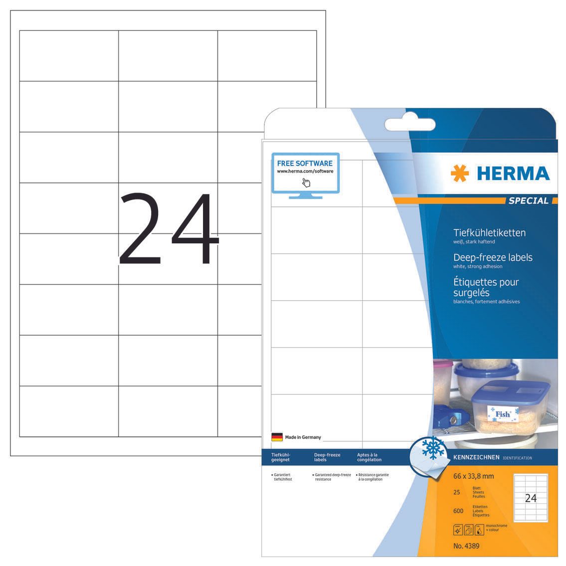 HERMA Tiefkühletiketten 66,0 x 33,8 mm