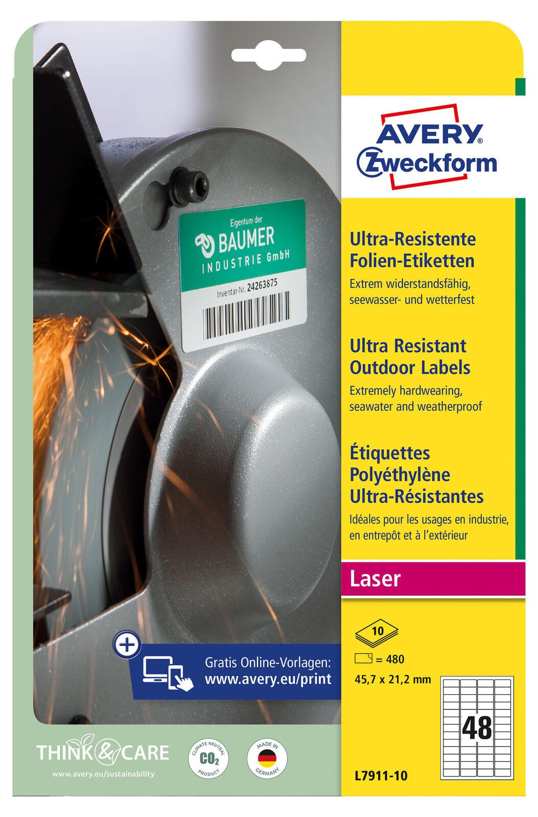 AVERY Zweckform resistente Folienetiketten 45,7 x 21,2 mm