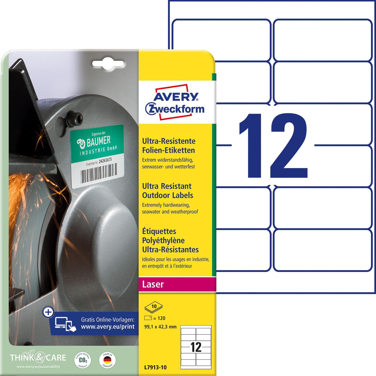 AVERY Zweckform resistente Folienetiketten 99,1 x 42,3 mm