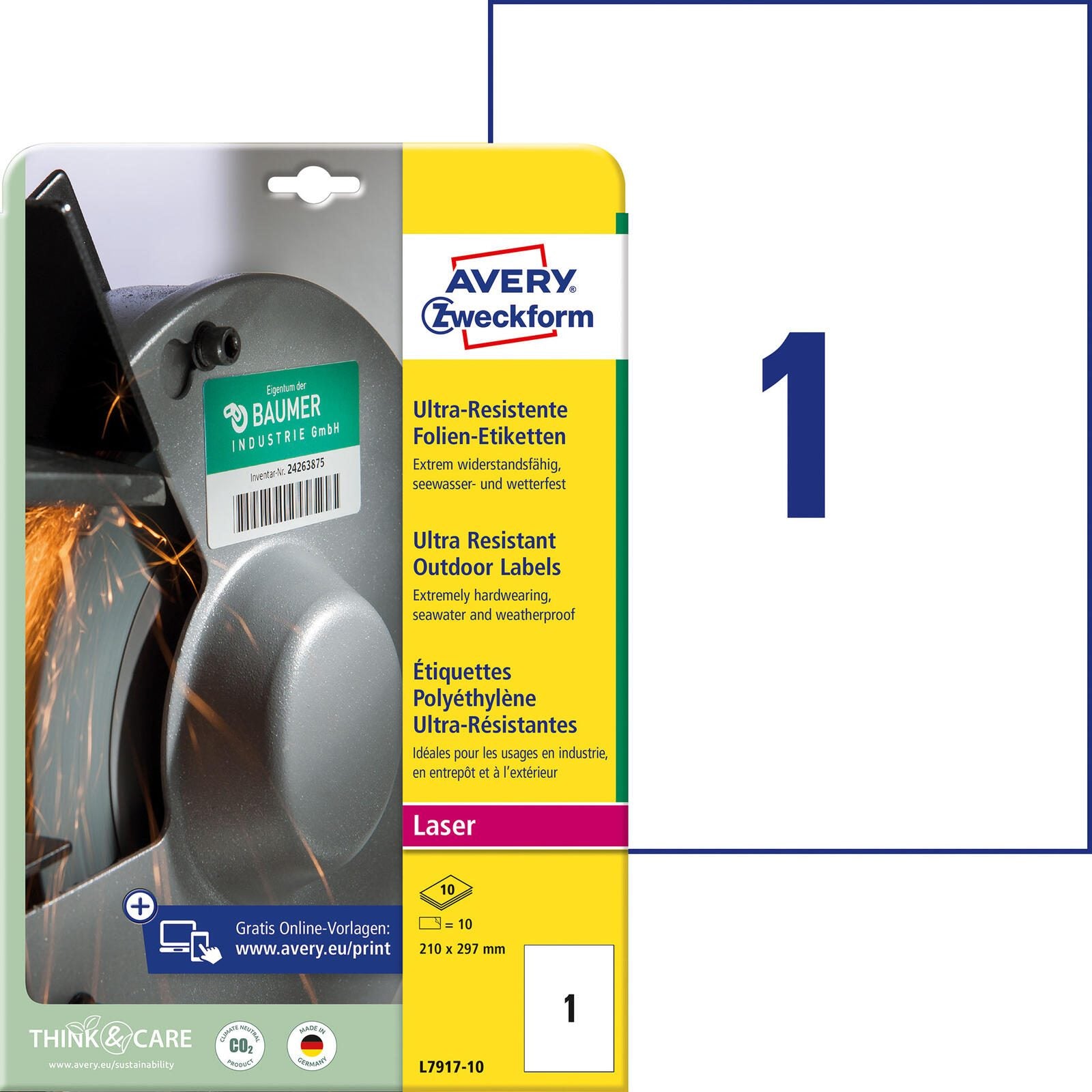 AVERY Zweckform resistente Folienetiketten 210,0 x 297,0 mm