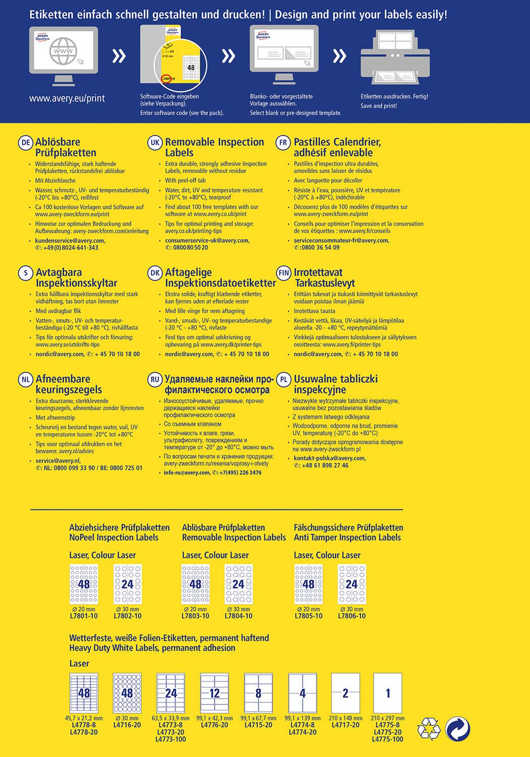 AVERY Zweckform Prüfplaketten 30,0 x 30,0 mm