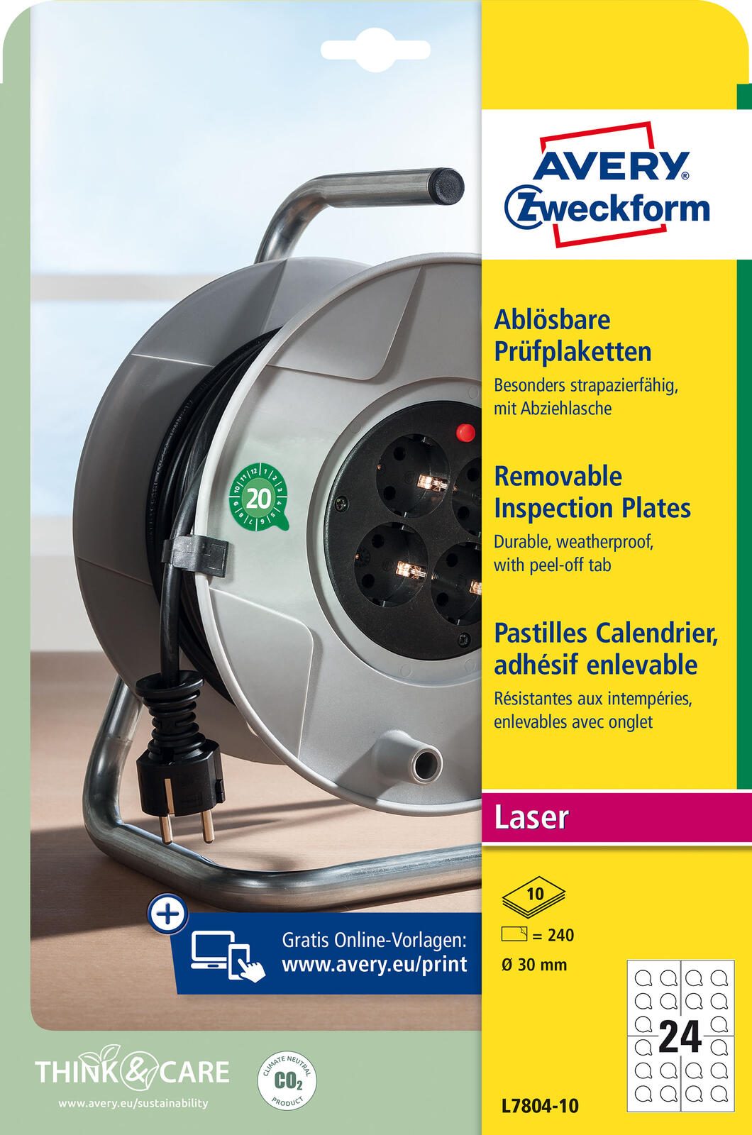 AVERY Zweckform Prüfplaketten 30,0 x 30,0 mm