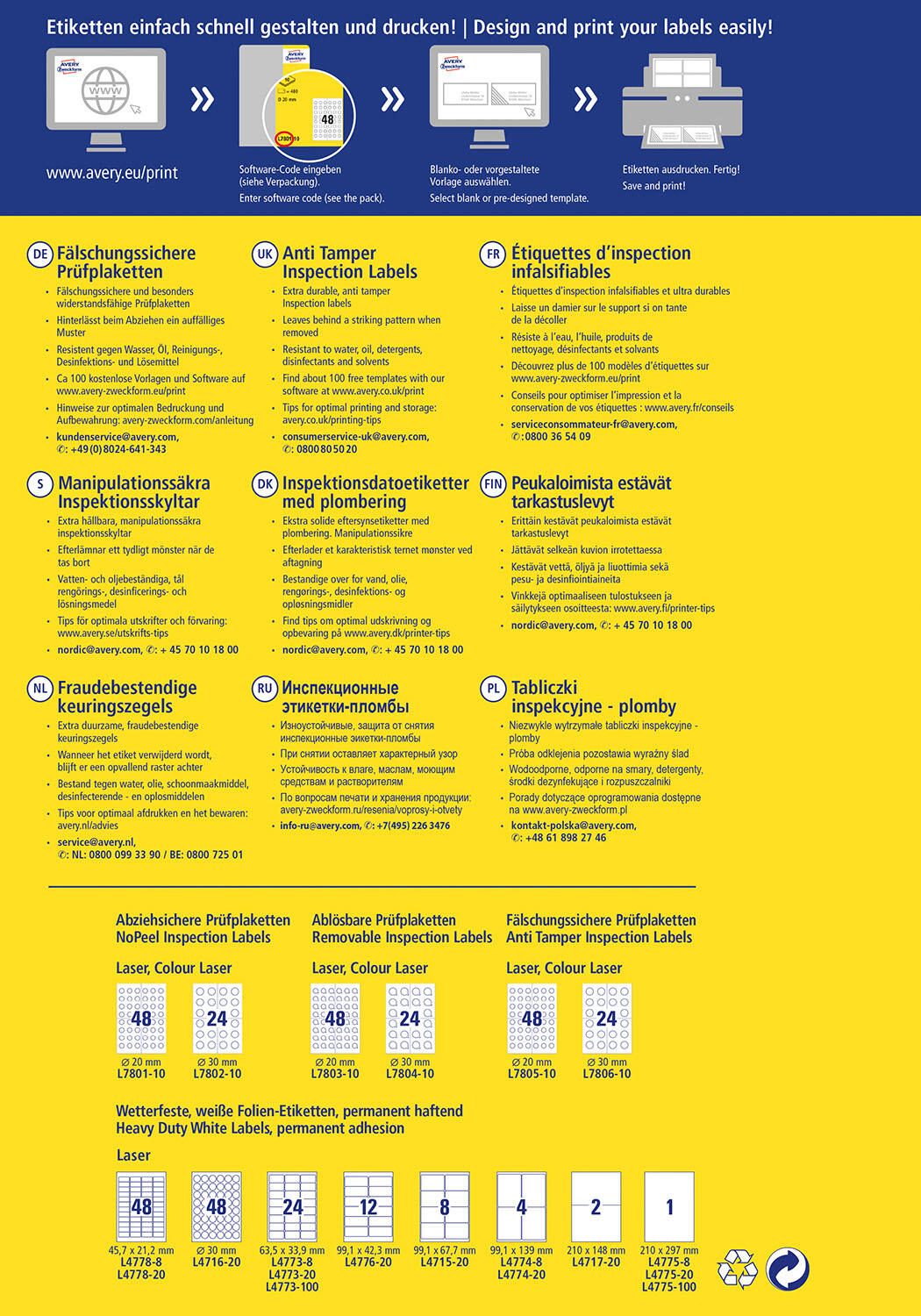 AVERY Zweckform Prüfplaketten 30,0 x 30,0 mm