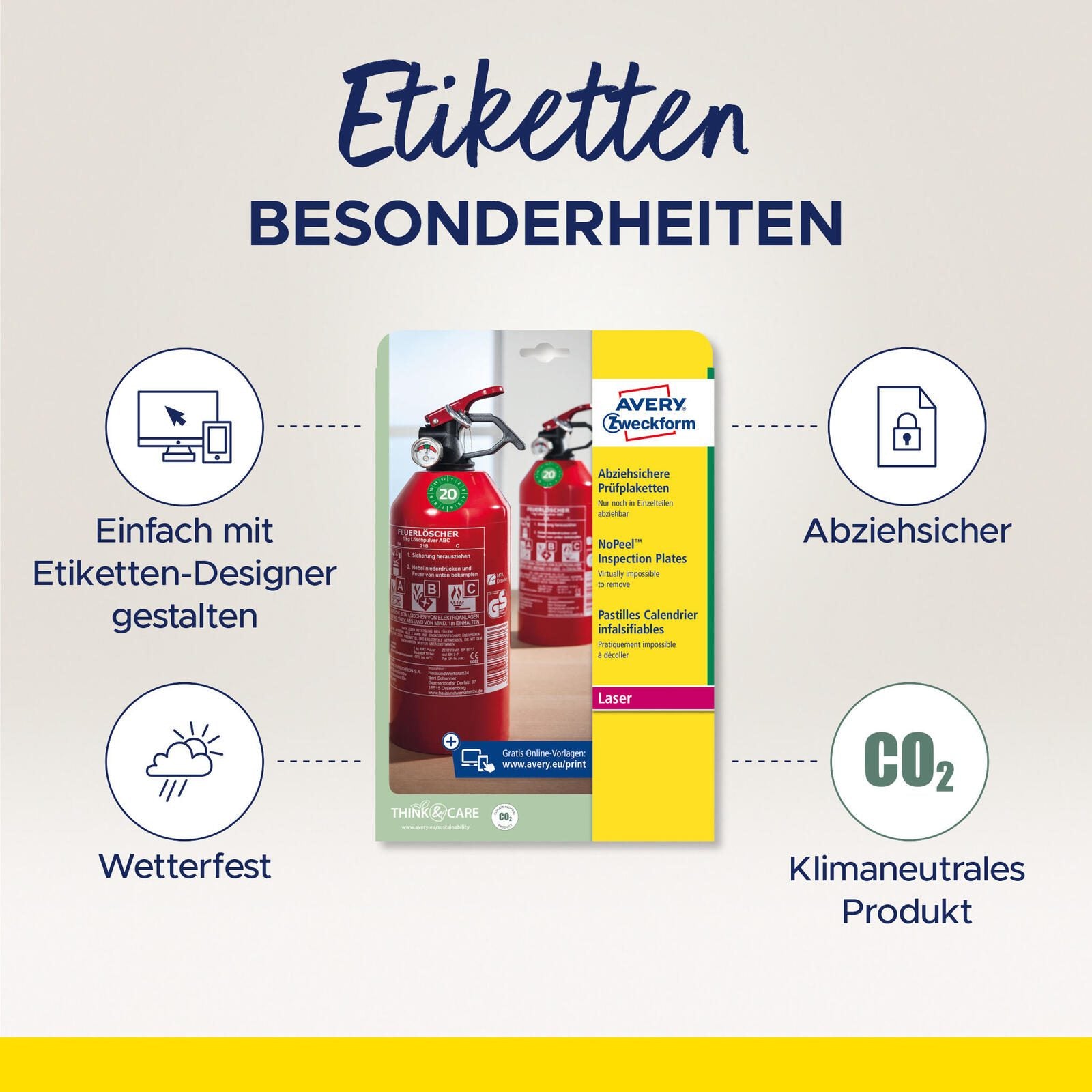 AVERY Zweckform Prüfplaketten 20,0 x 20,0 mm