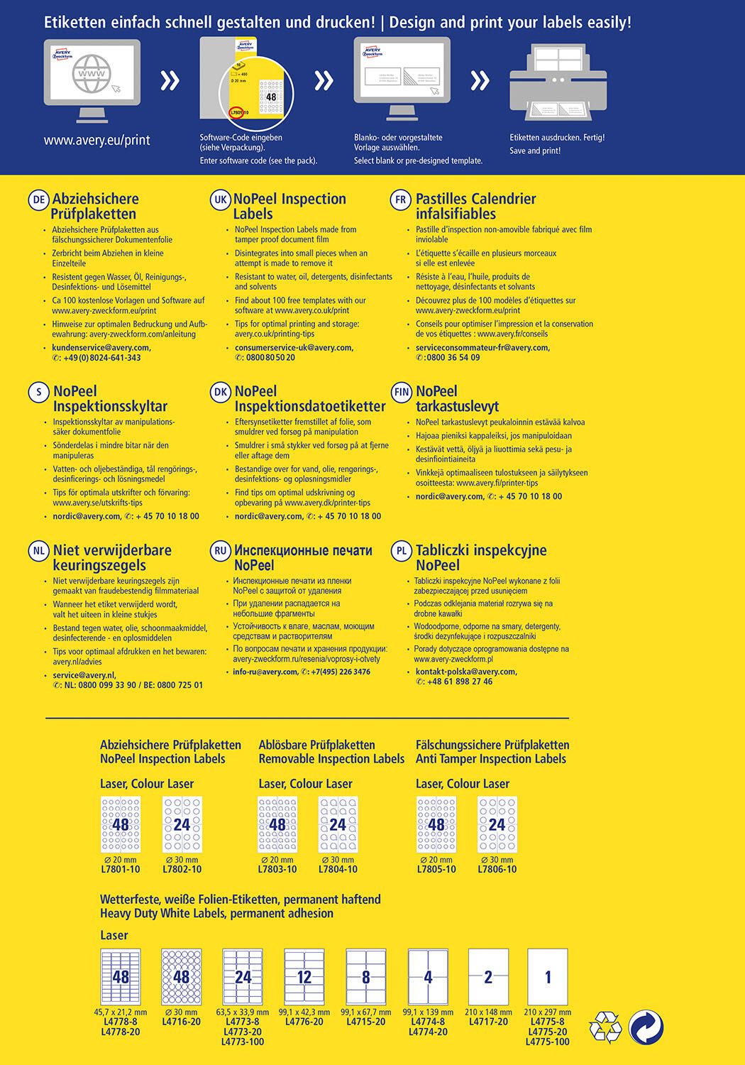 AVERY Zweckform Prüfplaketten 20,0 x 20,0 mm