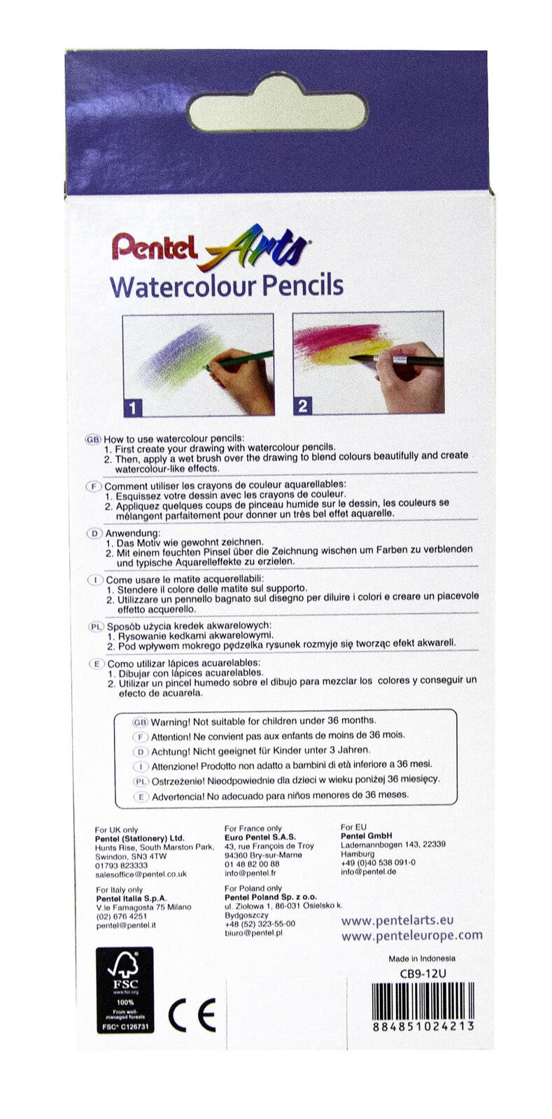 Pentel Aquarellstifte Mehrfarbig