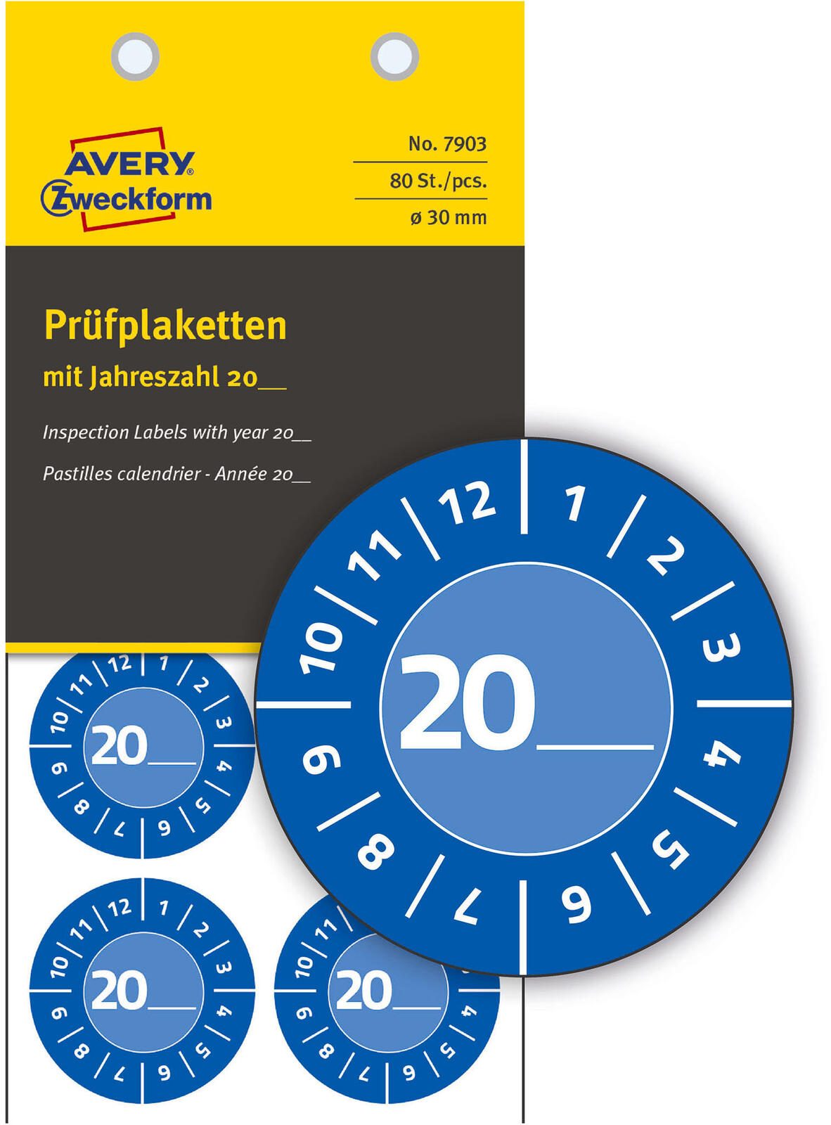 AVERY Zweckform Prüfplaketten 30,0 x 30,0 mm