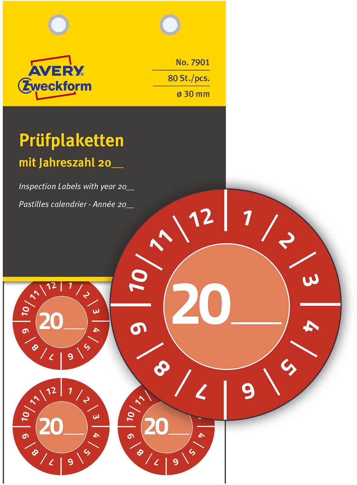 AVERY Zweckform Prüfplaketten 30,0 x 30,0 mm