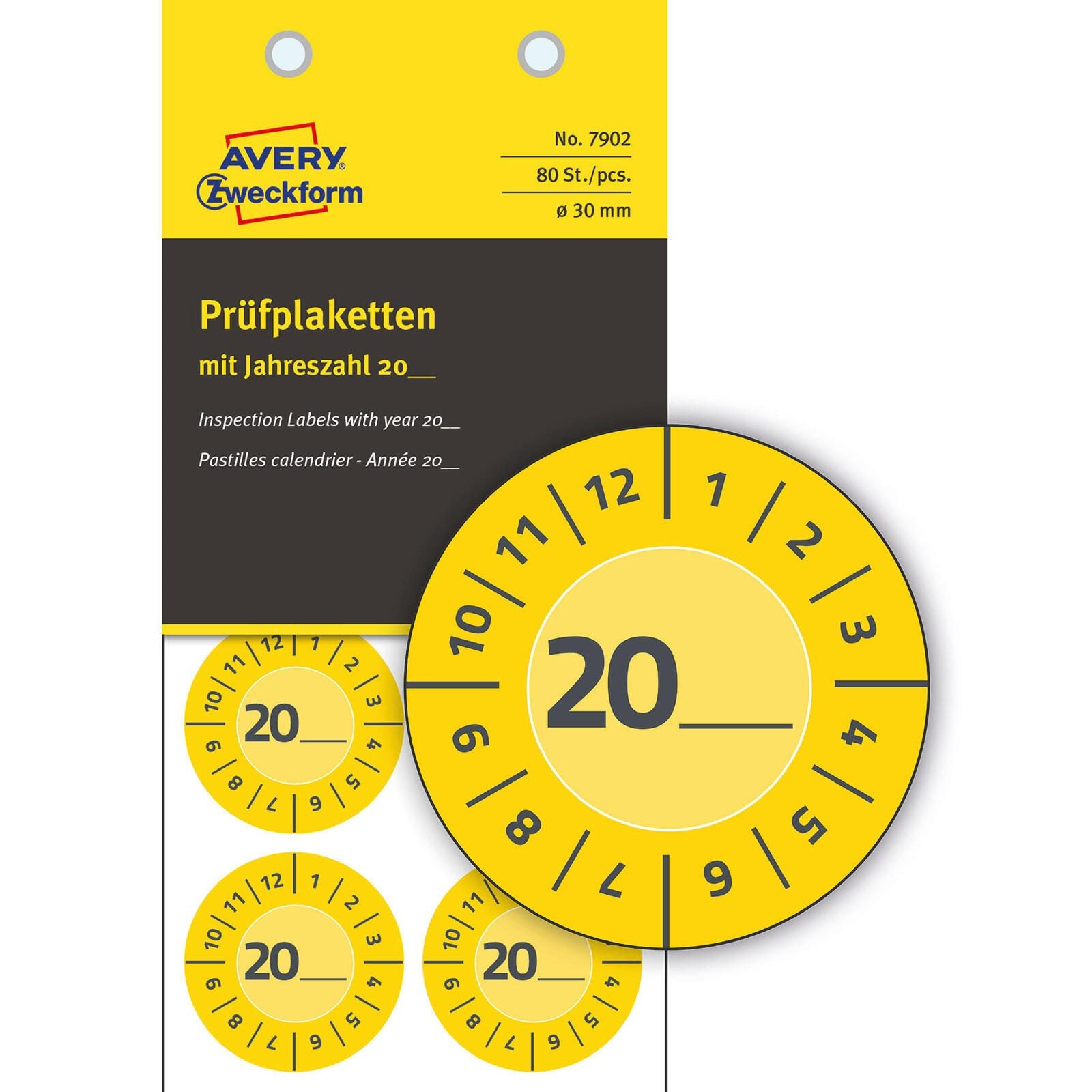 AVERY Zweckform Prüfplaketten 30,0 x 30,0 mm