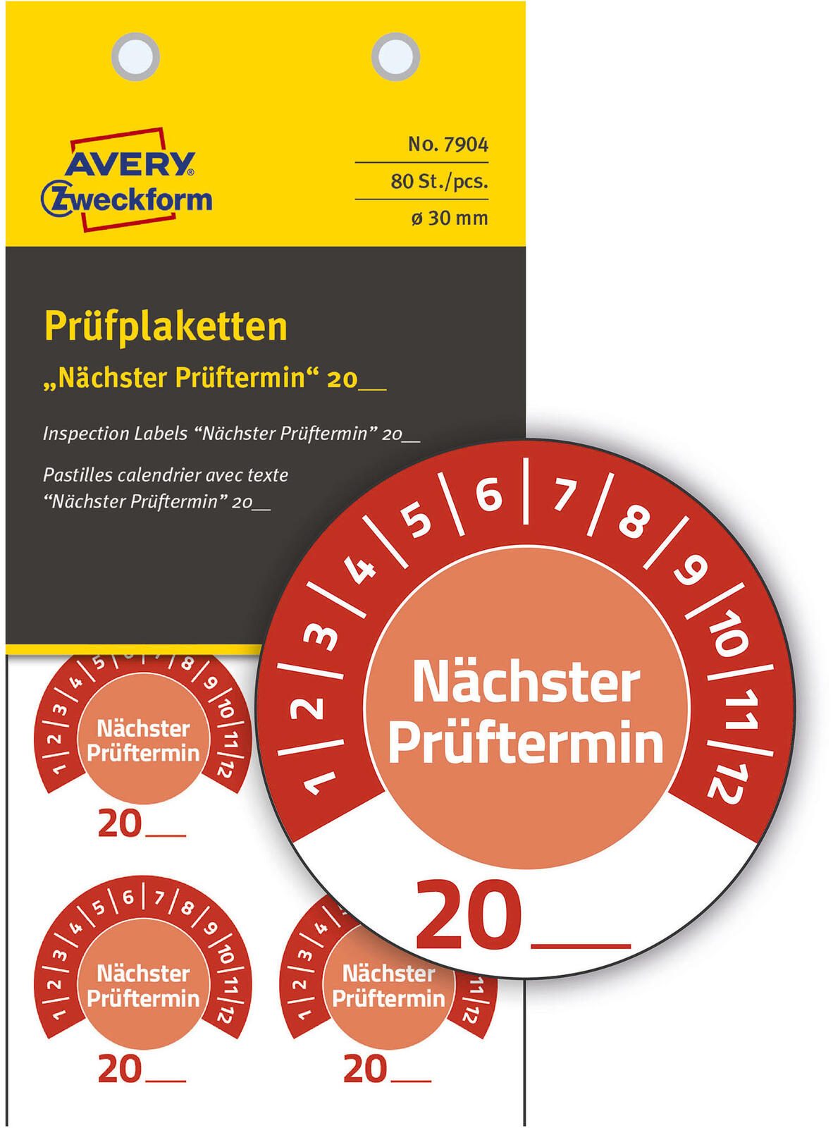 AVERY Zweckform Prüfplaketten 30,0 x 30,0 mm