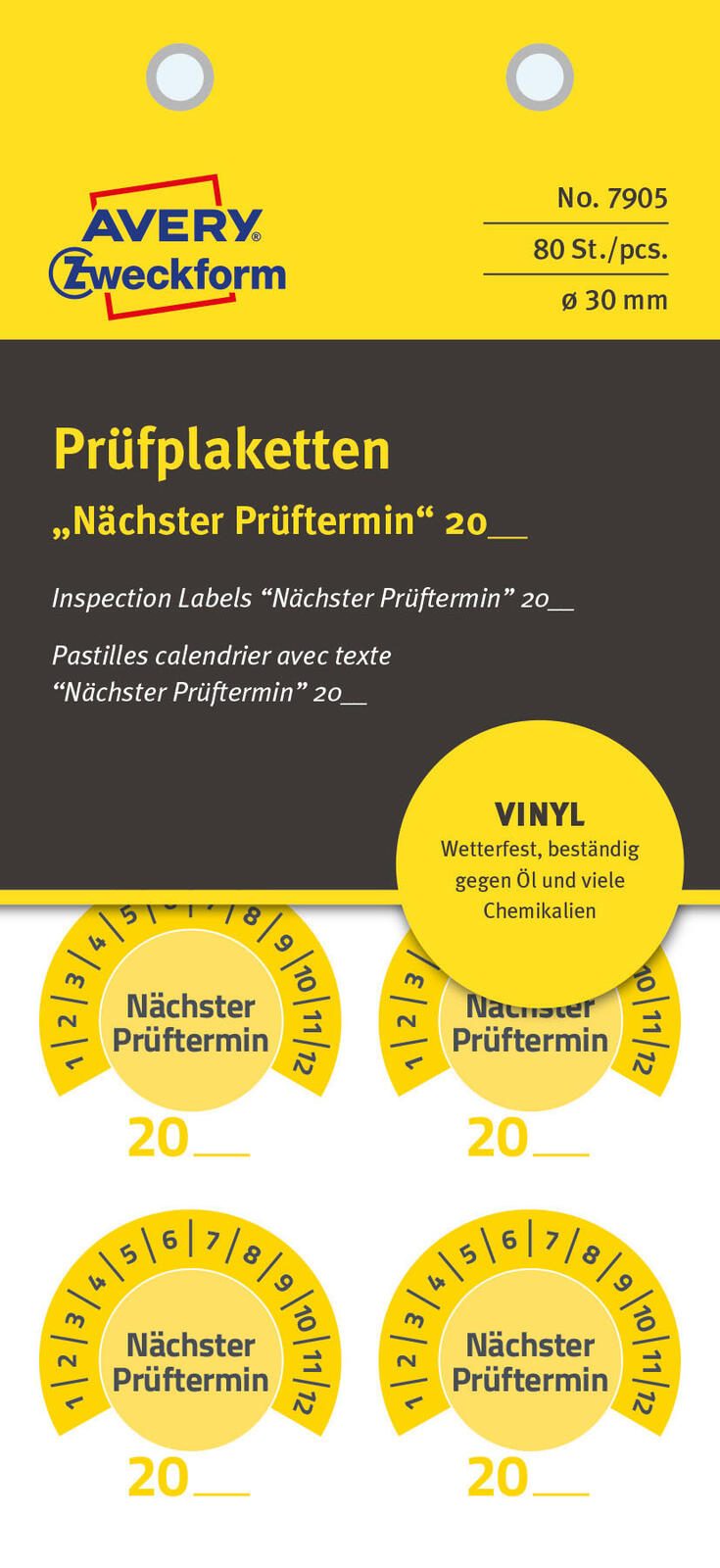 AVERY Zweckform Prüfplaketten 30,0 x 30,0 mm