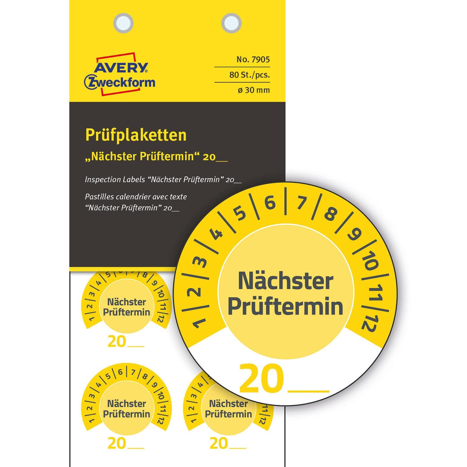 AVERY Zweckform Prüfplaketten 30,0 x 30,0 mm