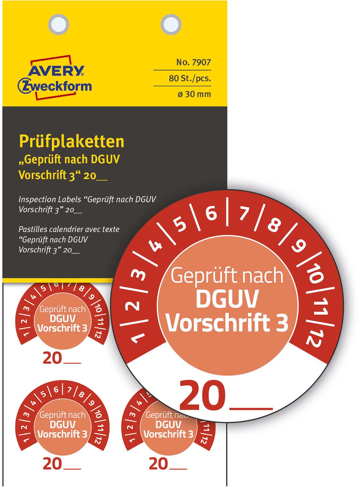 AVERY Zweckform Prüfplaketten 30,0 x 30,0 mm