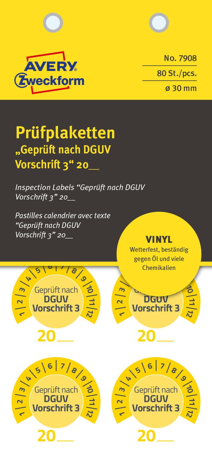 AVERY Zweckform Prüfplaketten 30,0 x 30,0 mm