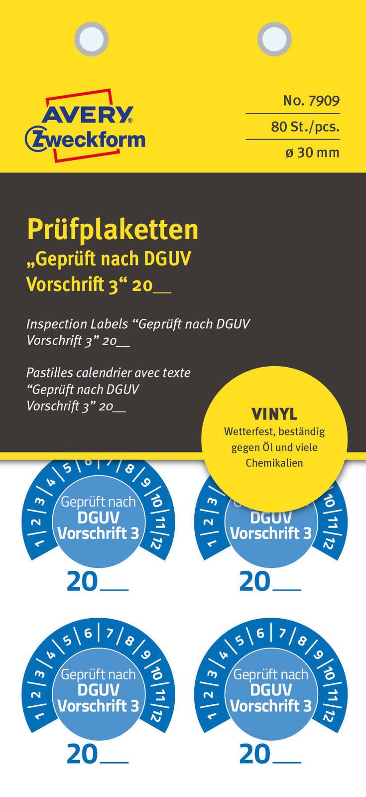 AVERY Zweckform Prüfplaketten 30,0 x 30,0 mm