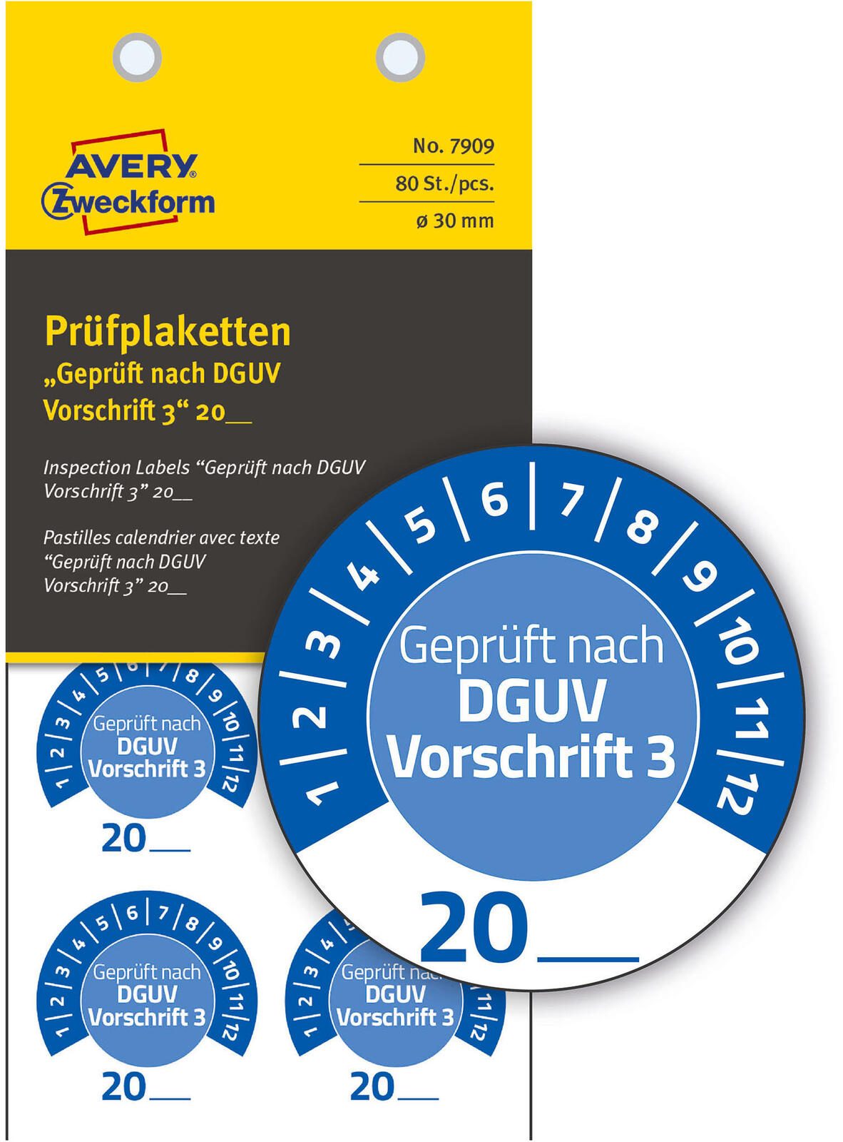 AVERY Zweckform Prüfplaketten 30,0 x 30,0 mm