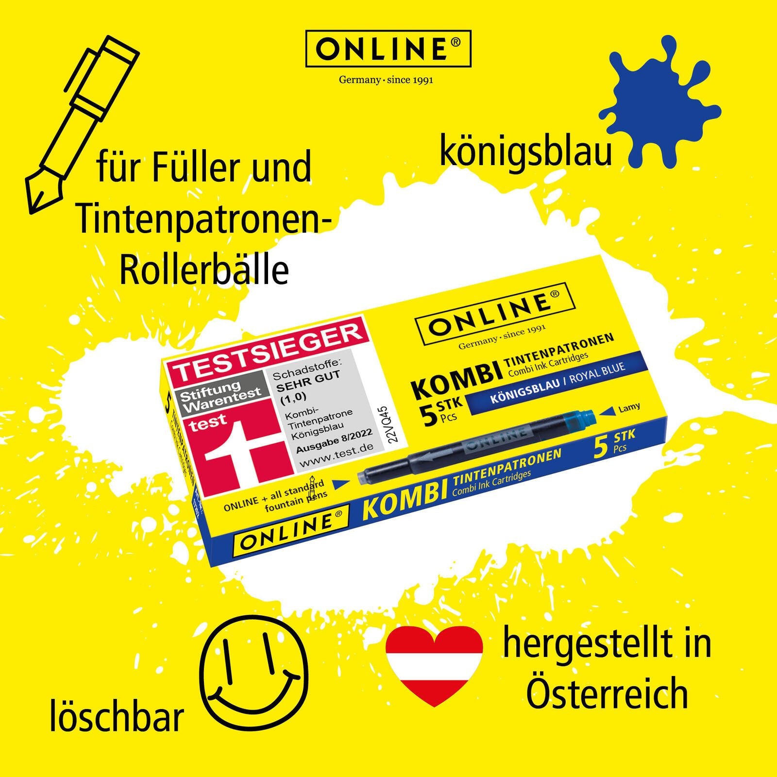 ONLINE® Tintenpatronen und Tintenkiller Set königsblau