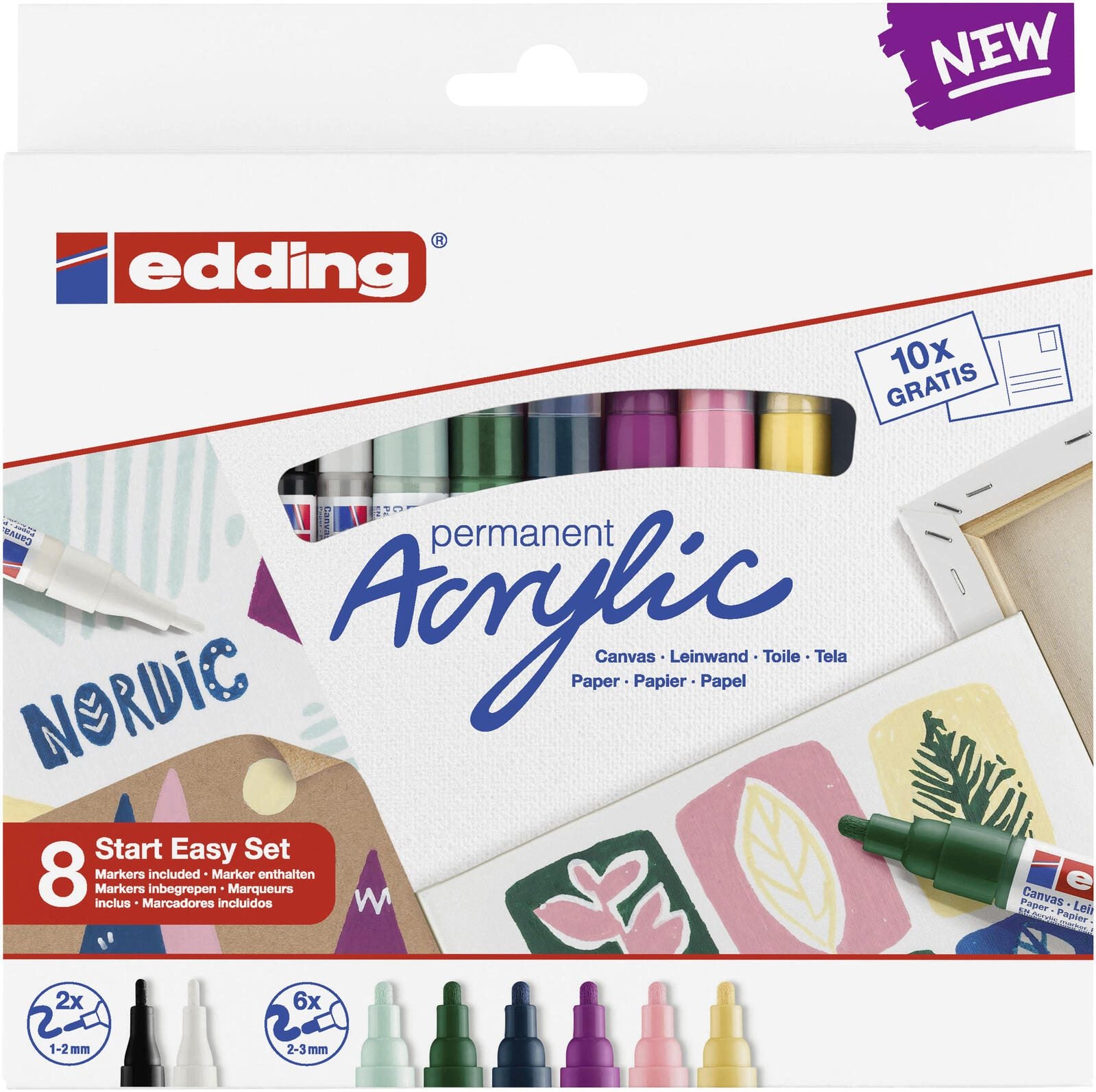 edding nordic Acrylstifte-Set 1.0 + 2.0 + 3.0 mm Mehrfarbig