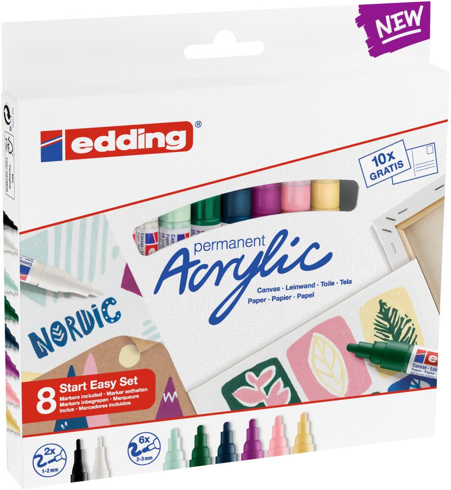 edding nordic Acrylstifte-Set 1.0 + 2.0 + 3.0 mm Mehrfarbig