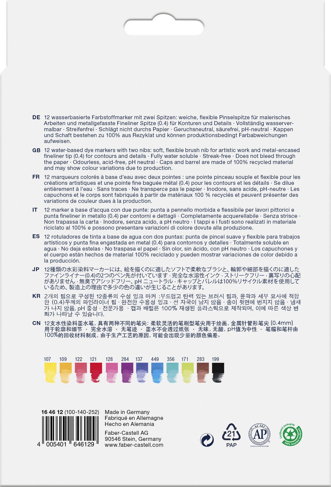 FABER-CASTELL Aquarellmarker-Set Mehrfarbig 0.7 mm