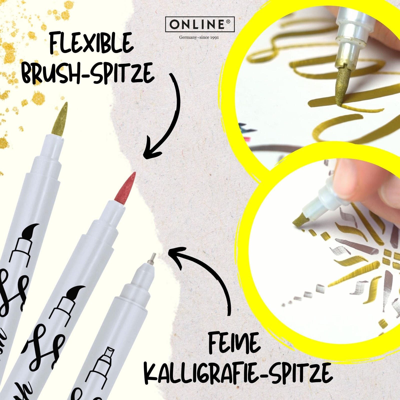 ONLINE® Brush-Pens Mehrfarbig 2.0 mm