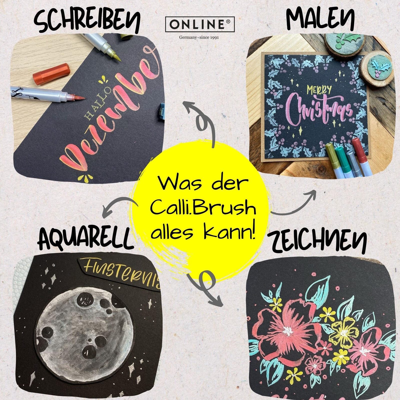ONLINE® Brush-Pens Mehrfarbig 2.0 mm