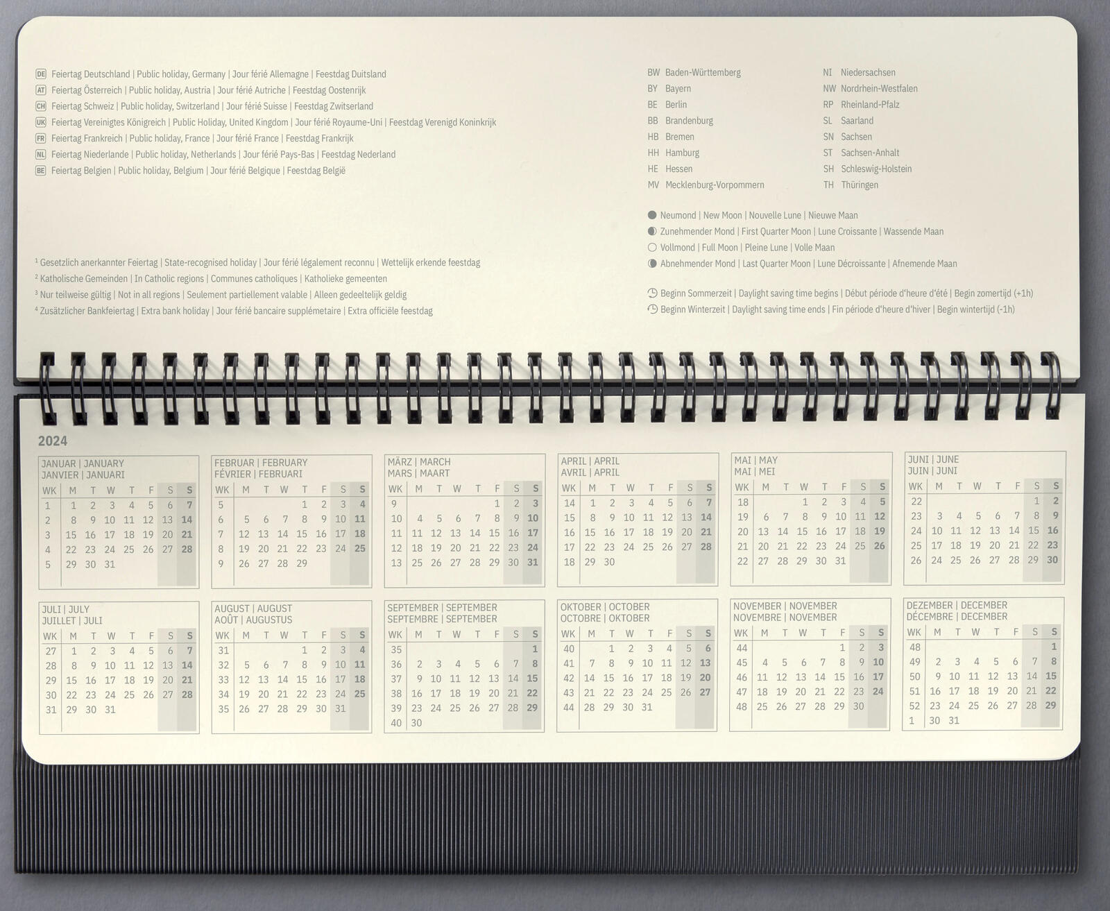 SIGEL Tischquerkalender schwarz 2024