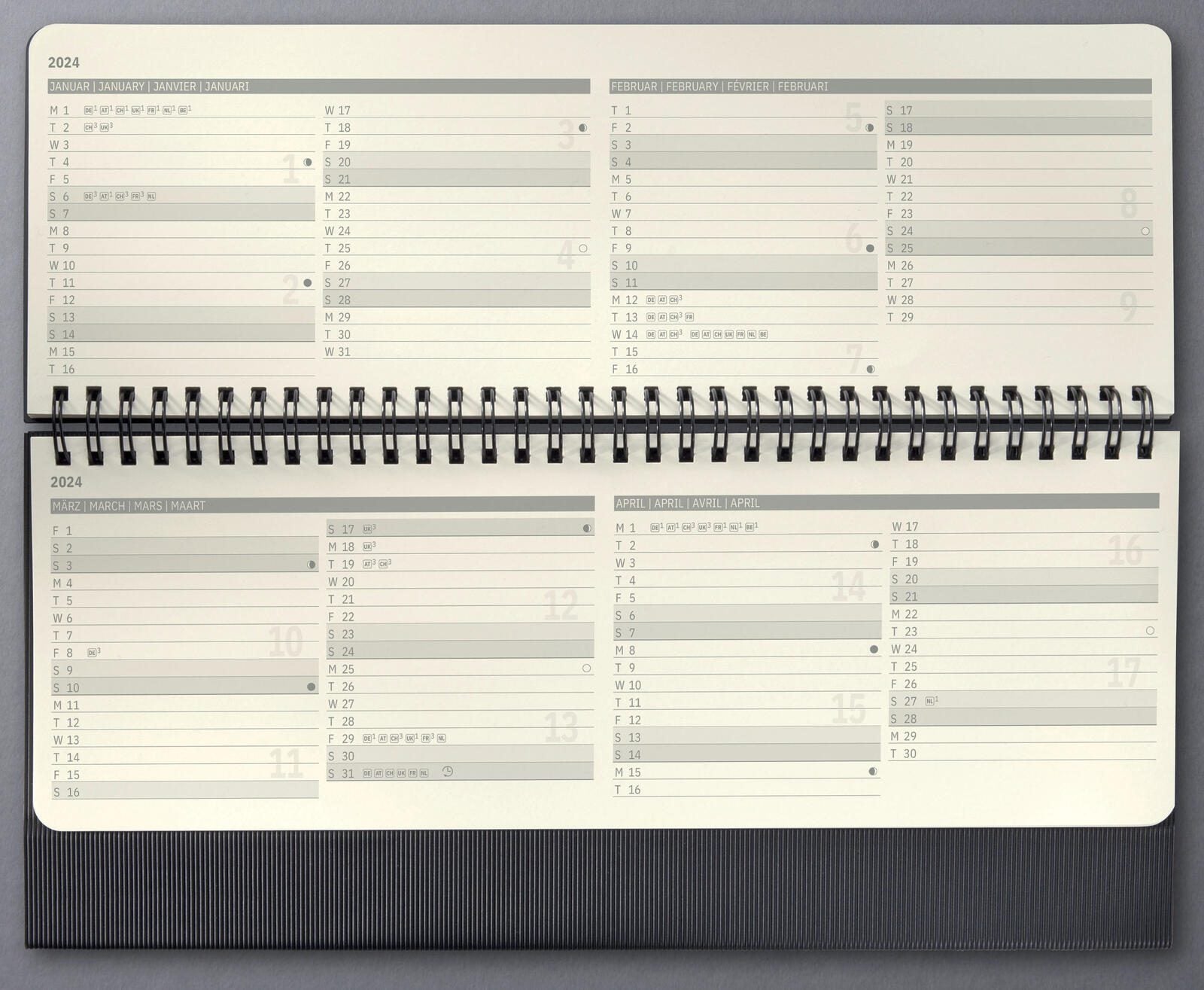 SIGEL Tischquerkalender schwarz 2024