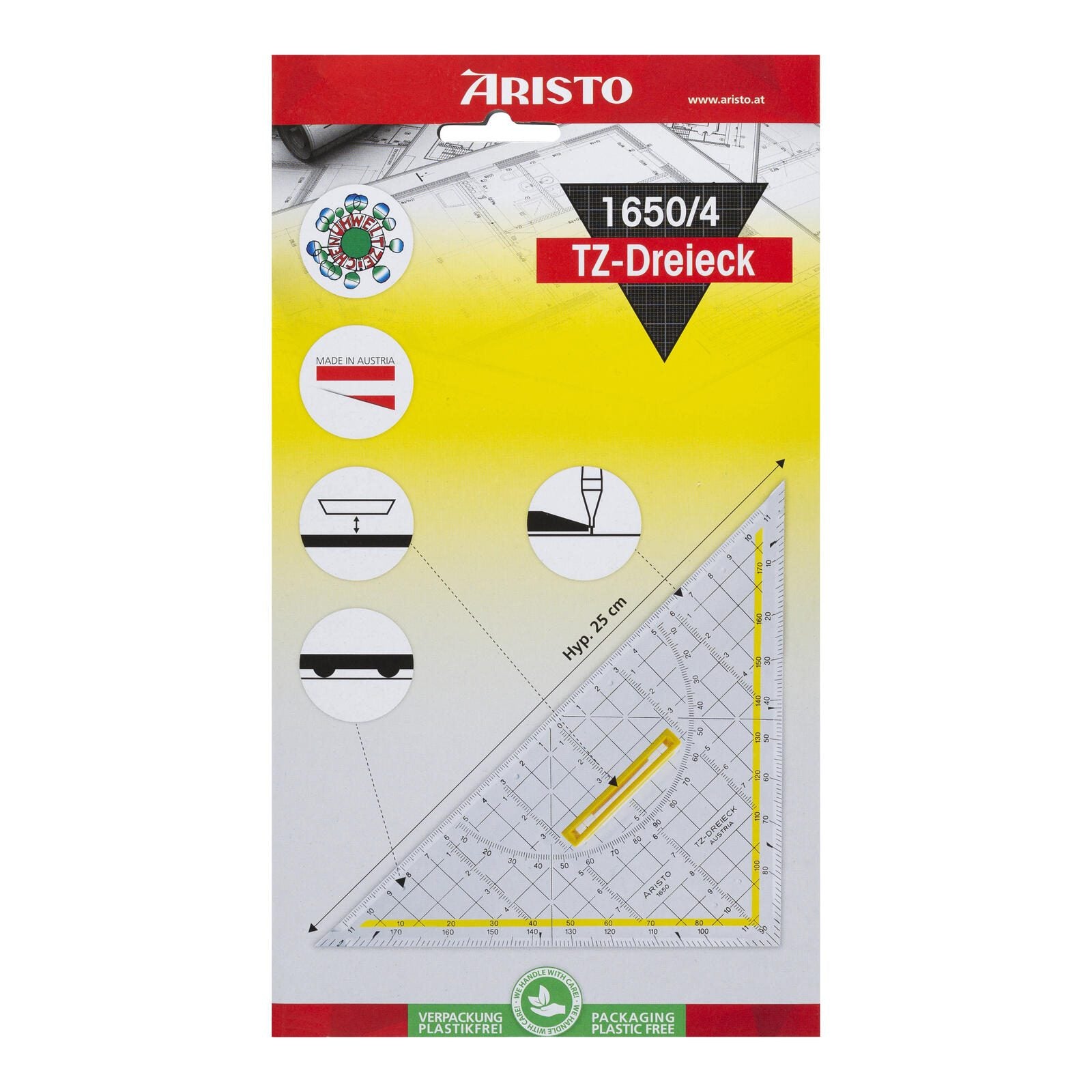 ARISTO Geometrie-Dreieck mit Griff 25,0 cm