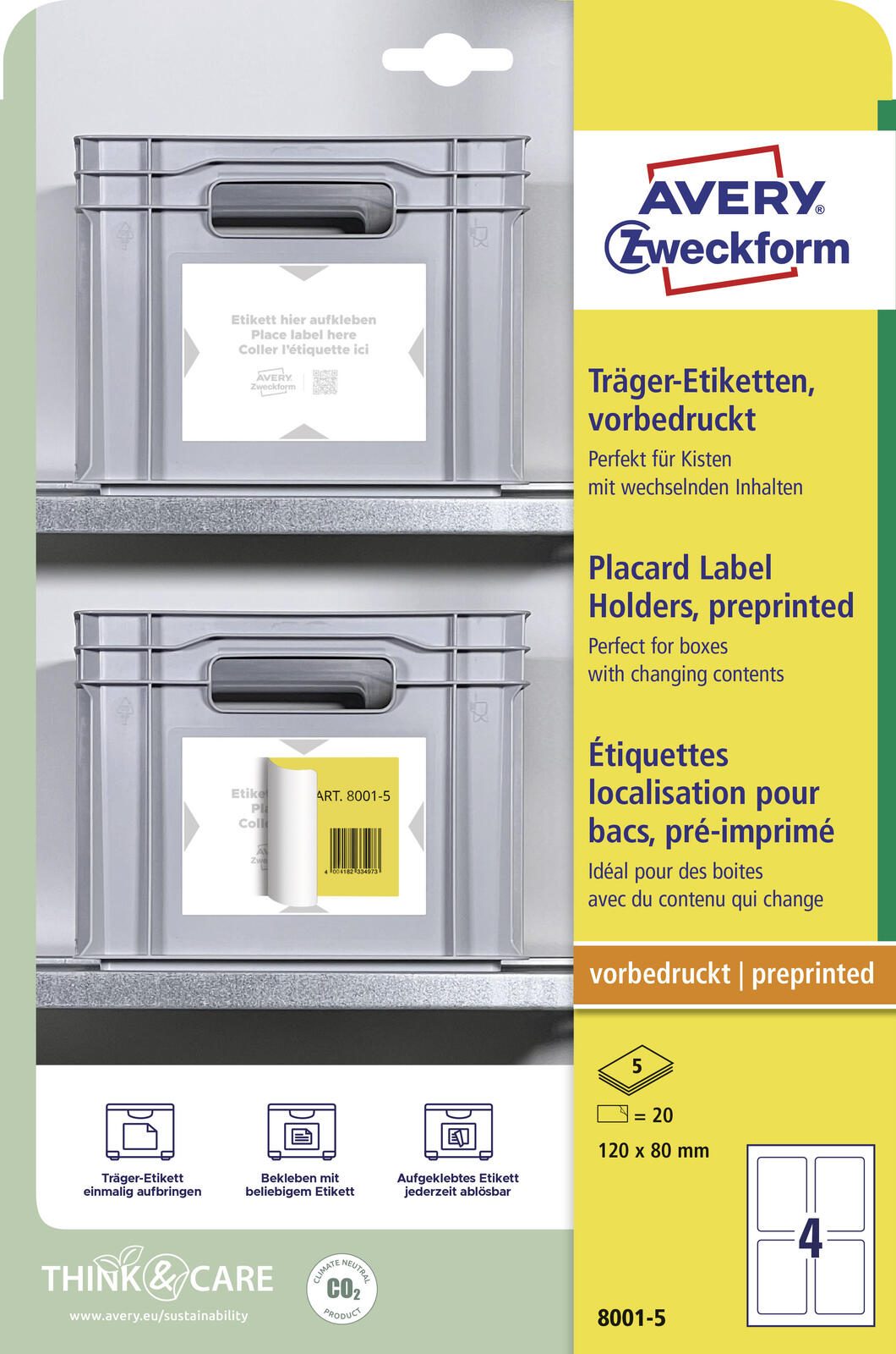 AVERY Zweckform Träger-Etiketten 80,0 x 120,0 mm