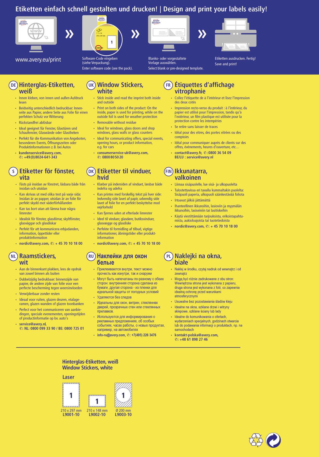 AVERY Zweckform Hinterglasaufkleber 210,0 x 148,0 mm