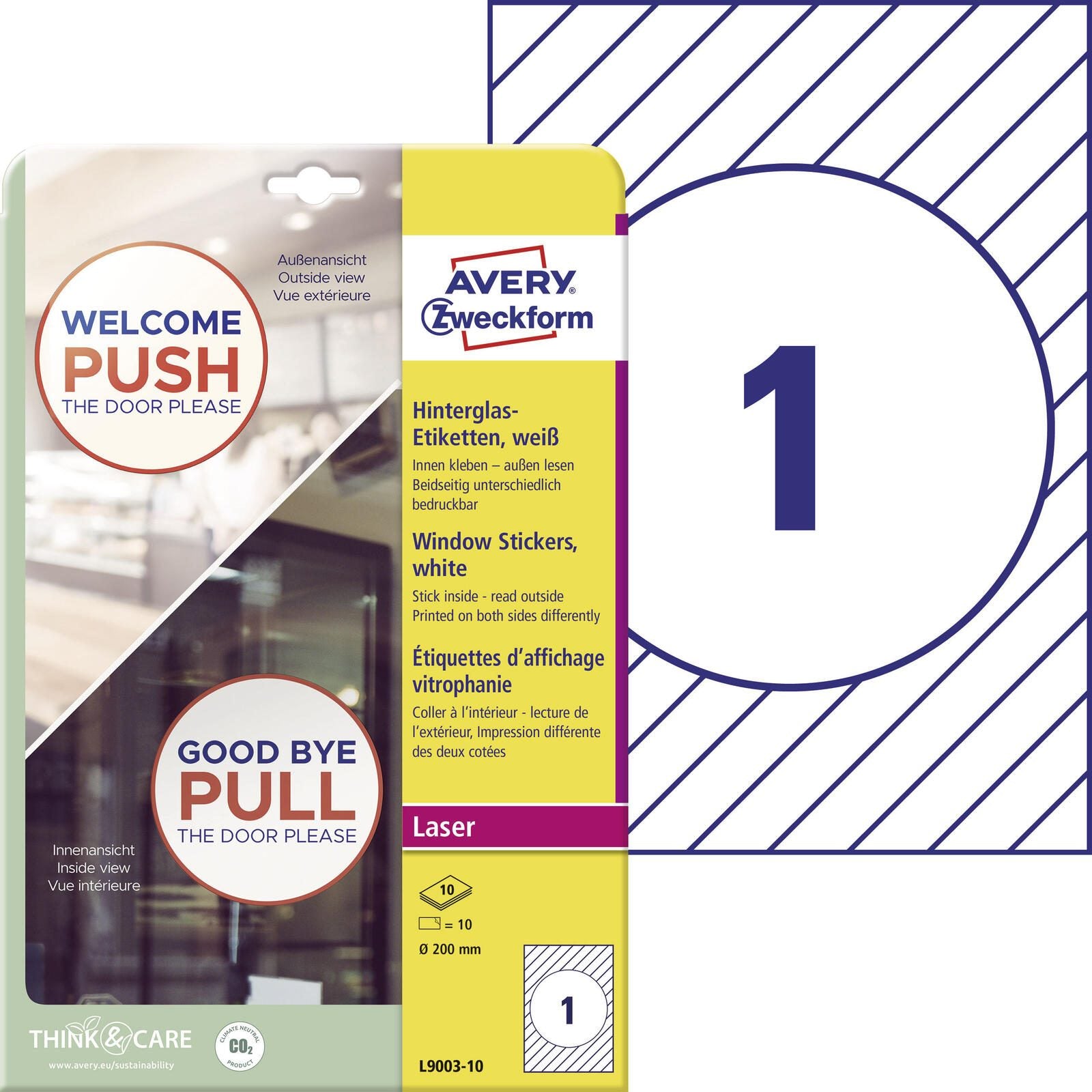 AVERY Zweckform Hinterglasaufkleber 200,0 x 200,0 mm