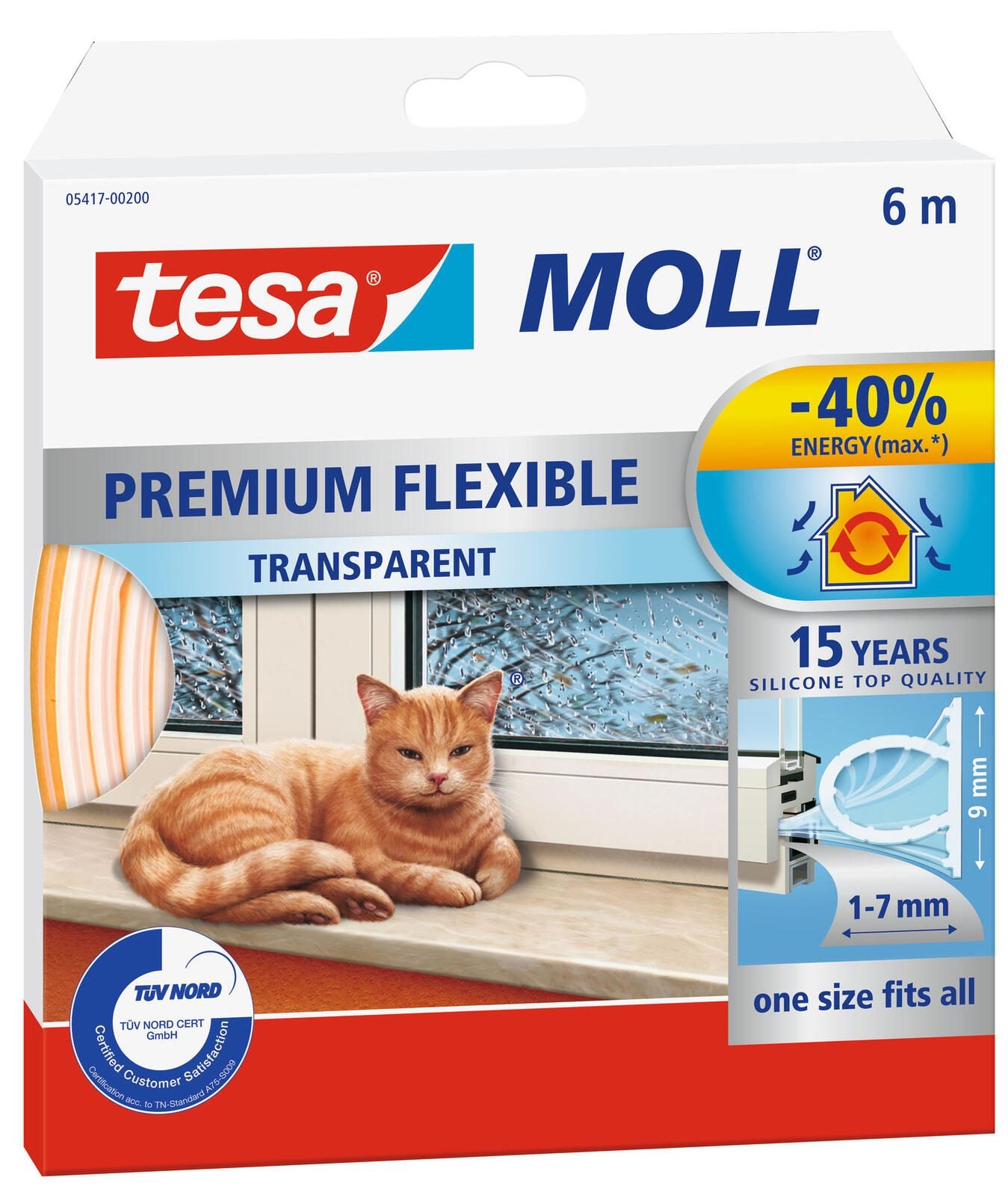 tesa Dichtungsbänder 9 mm x 6 m transparent