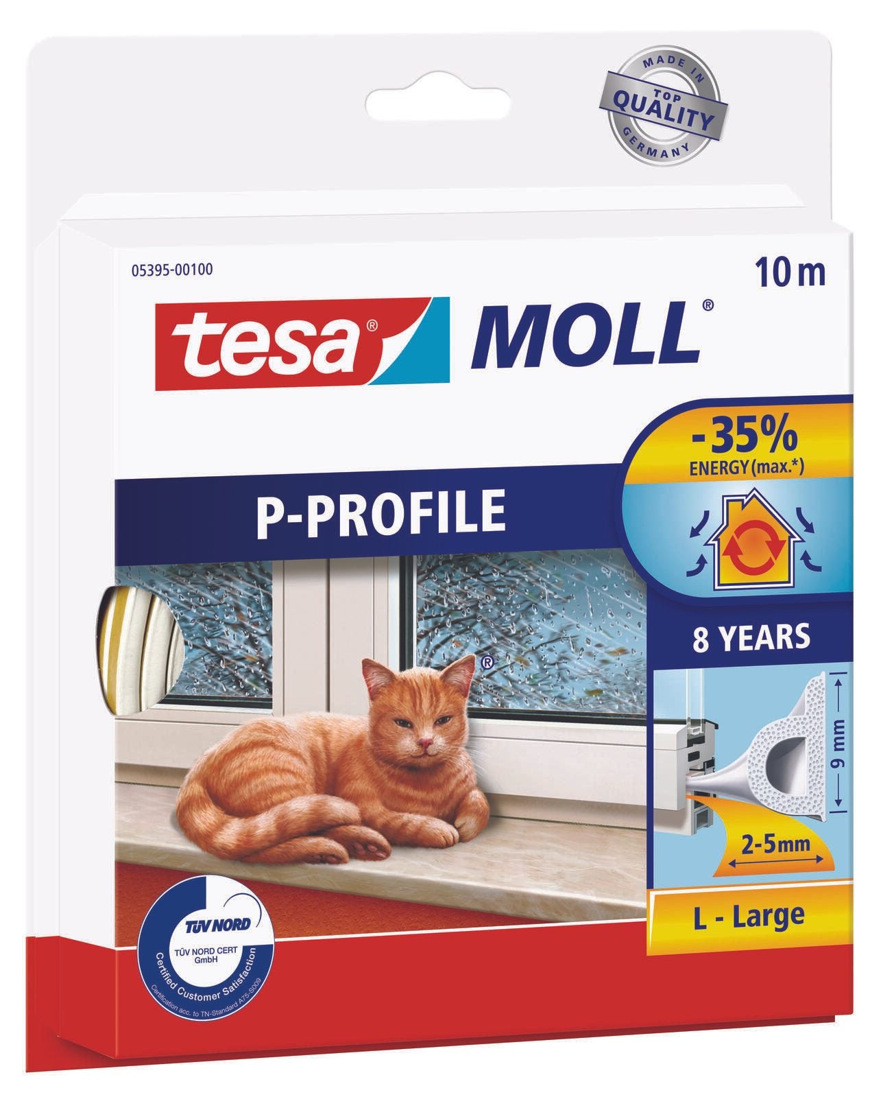 tesa Dichtungsbänder P-Profil 9 mm x 10 m weiß