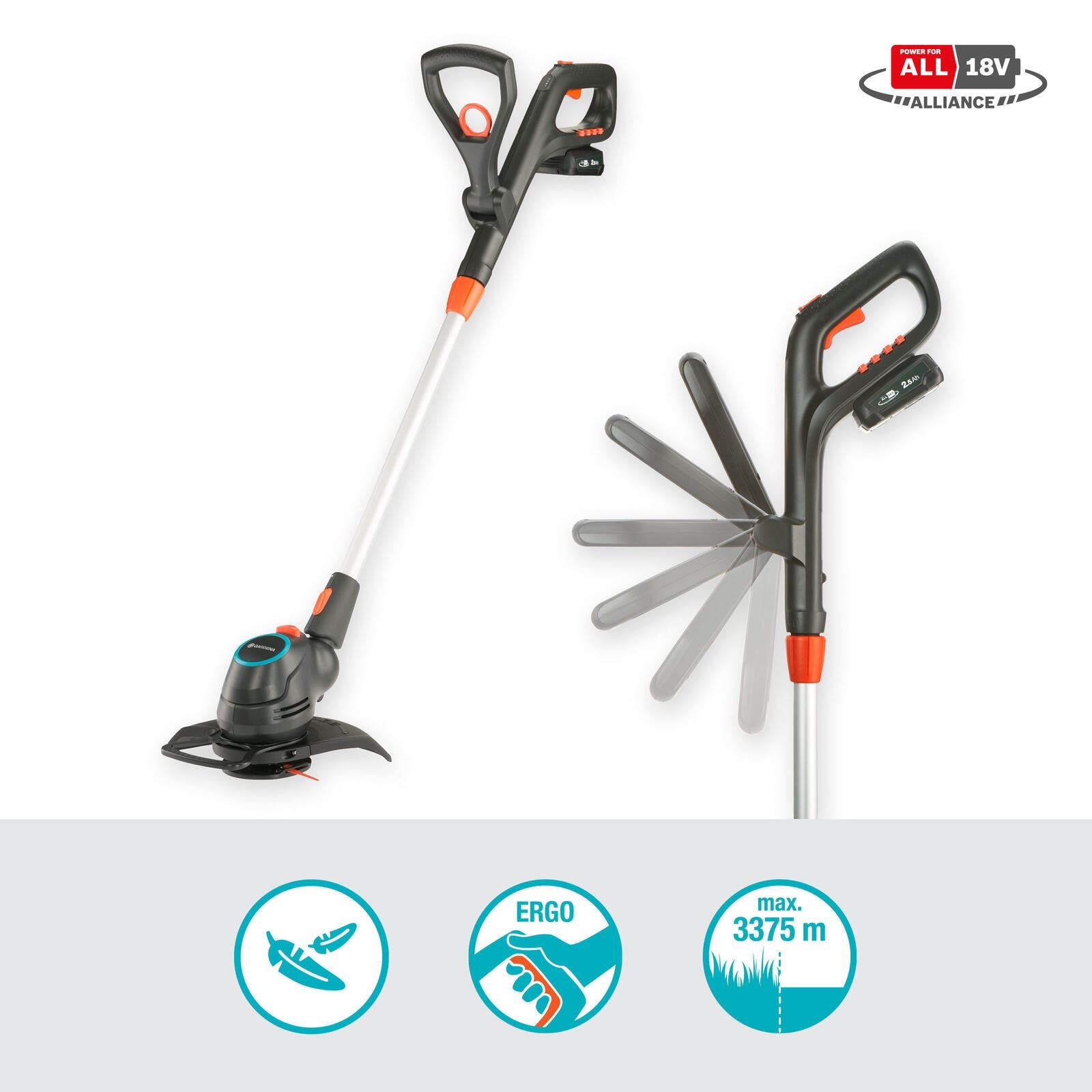 GARDENA ComfortCut Ready-To-Use Akku-Rasentrimmer-Set