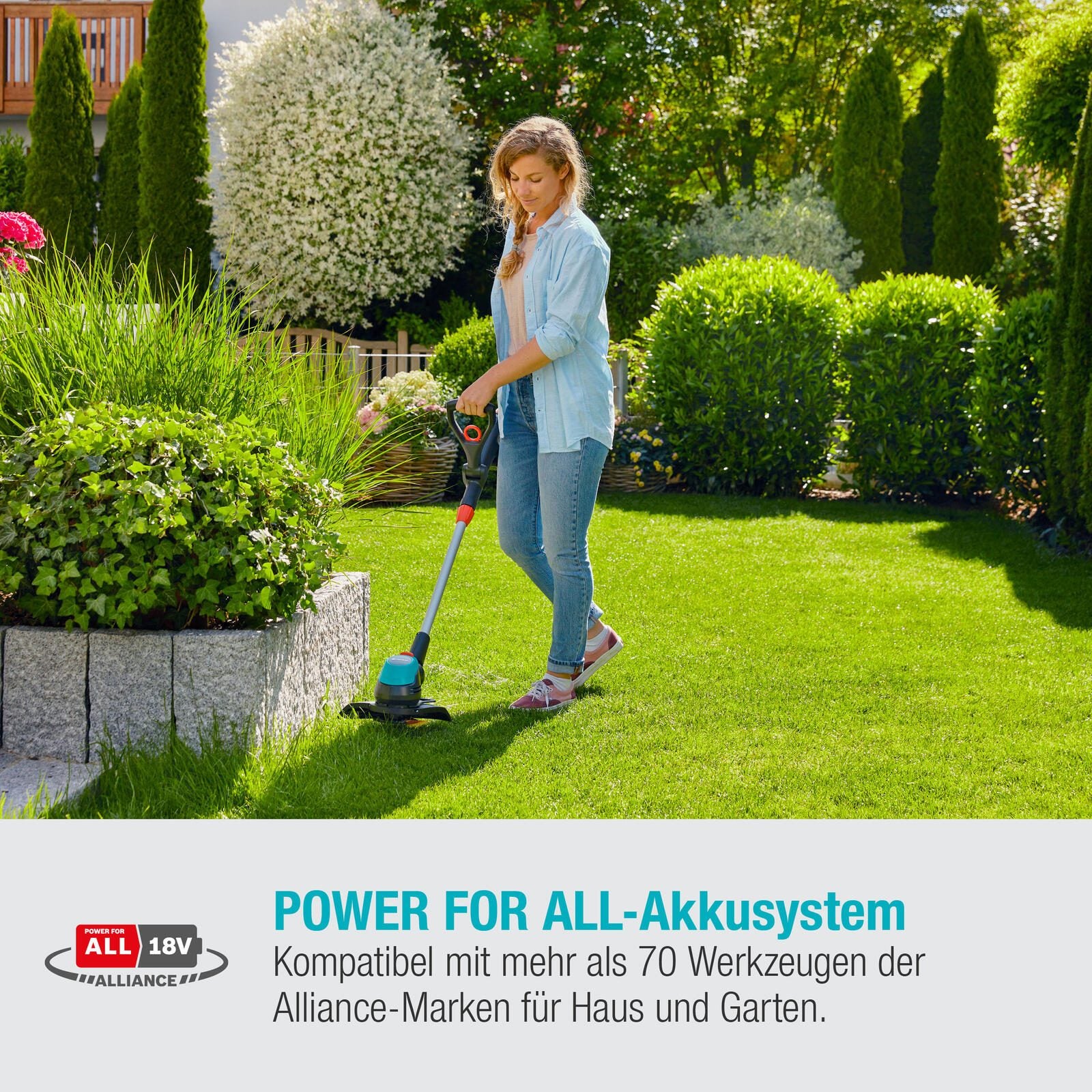 GARDENA EasyCut 23/18V P4A Ready-To-Use Akku-Rasentrimmer-Set