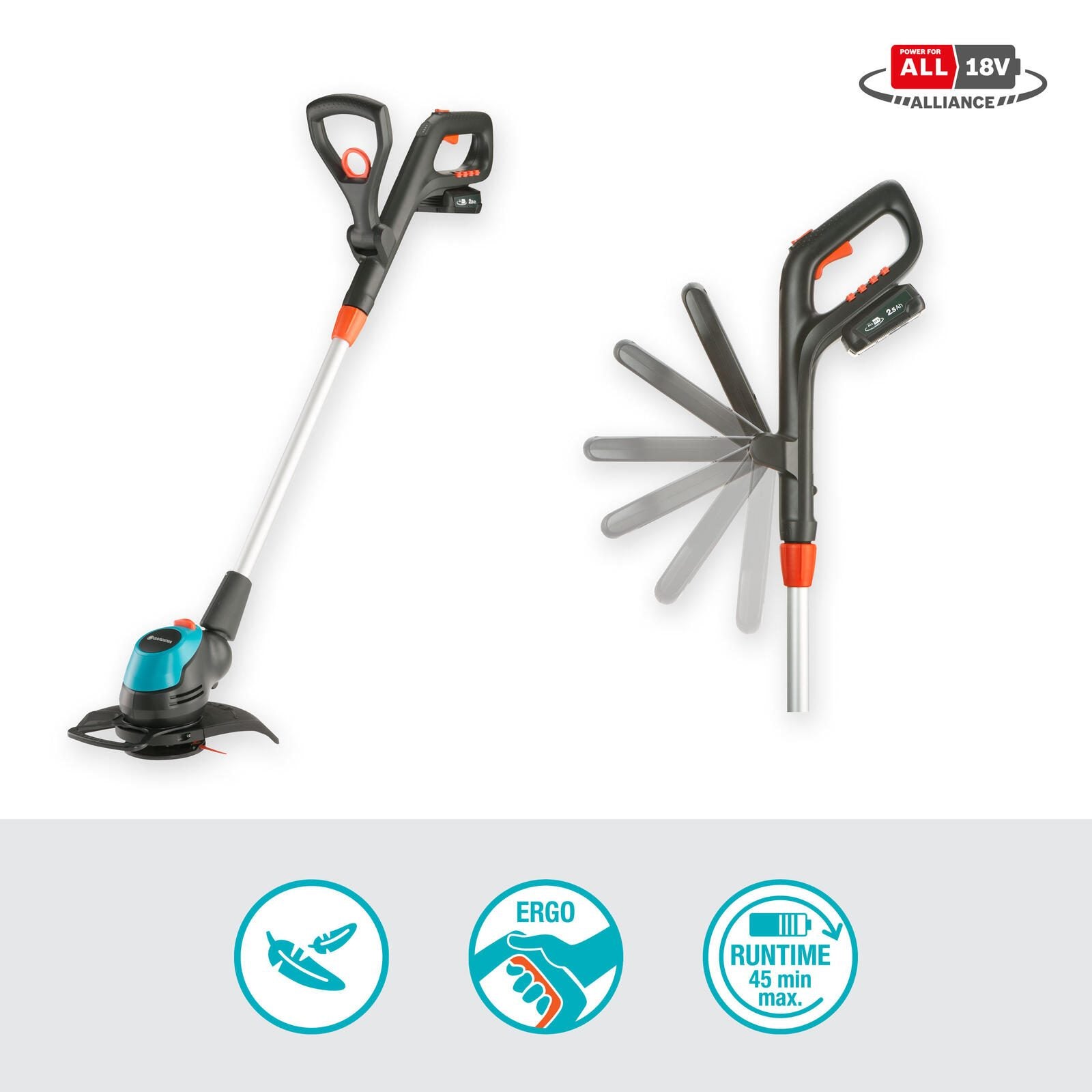 GARDENA EasyCut 23/18V P4A Ready-To-Use Akku-Rasentrimmer-Set