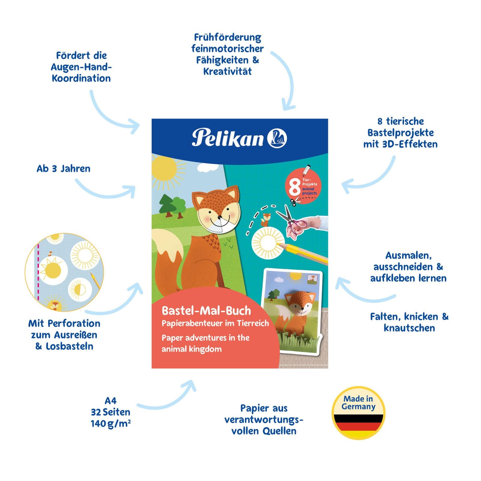 Pelikan zum Basteln Tierreich Malbuch