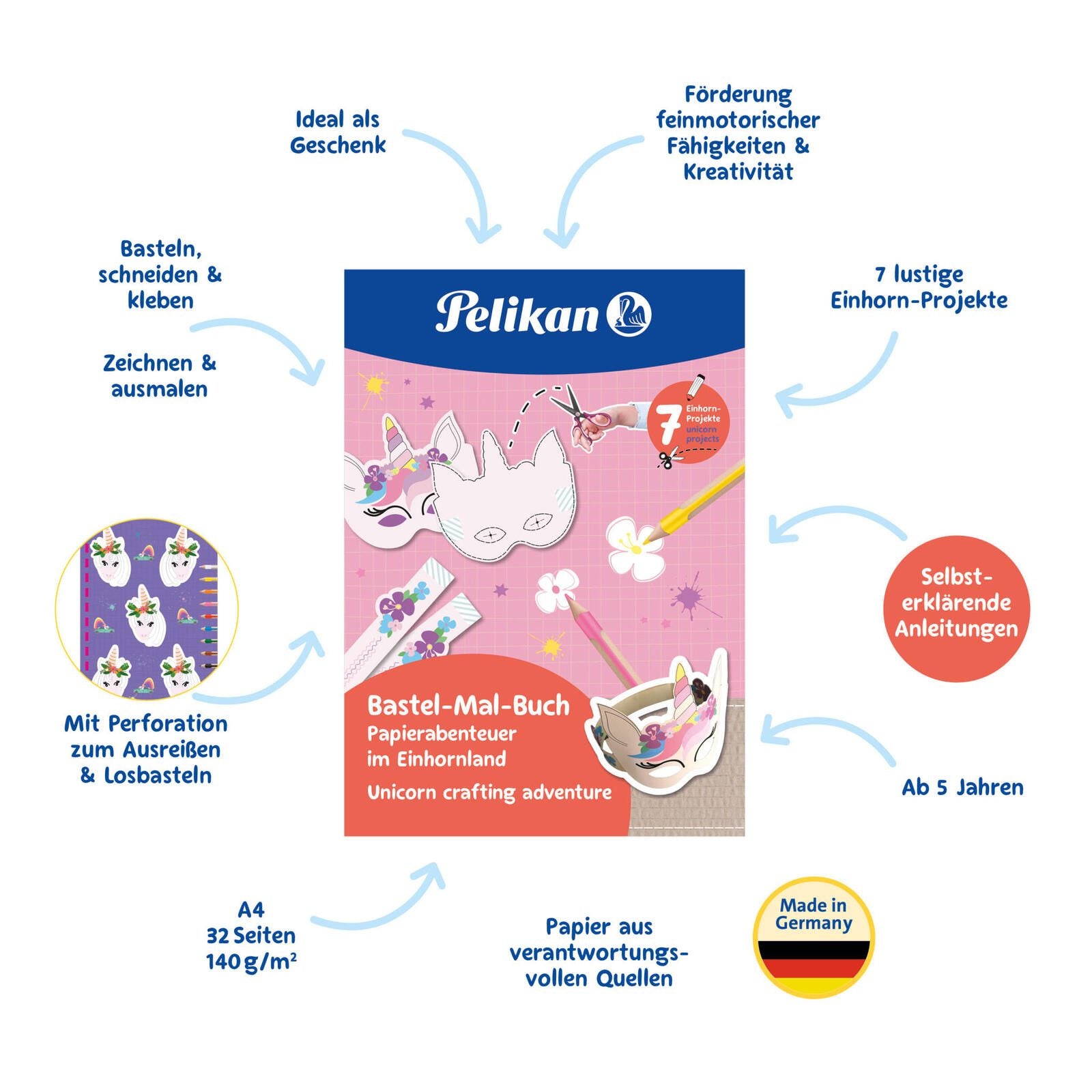Pelikan zum Basteln Einhorn Malbuch